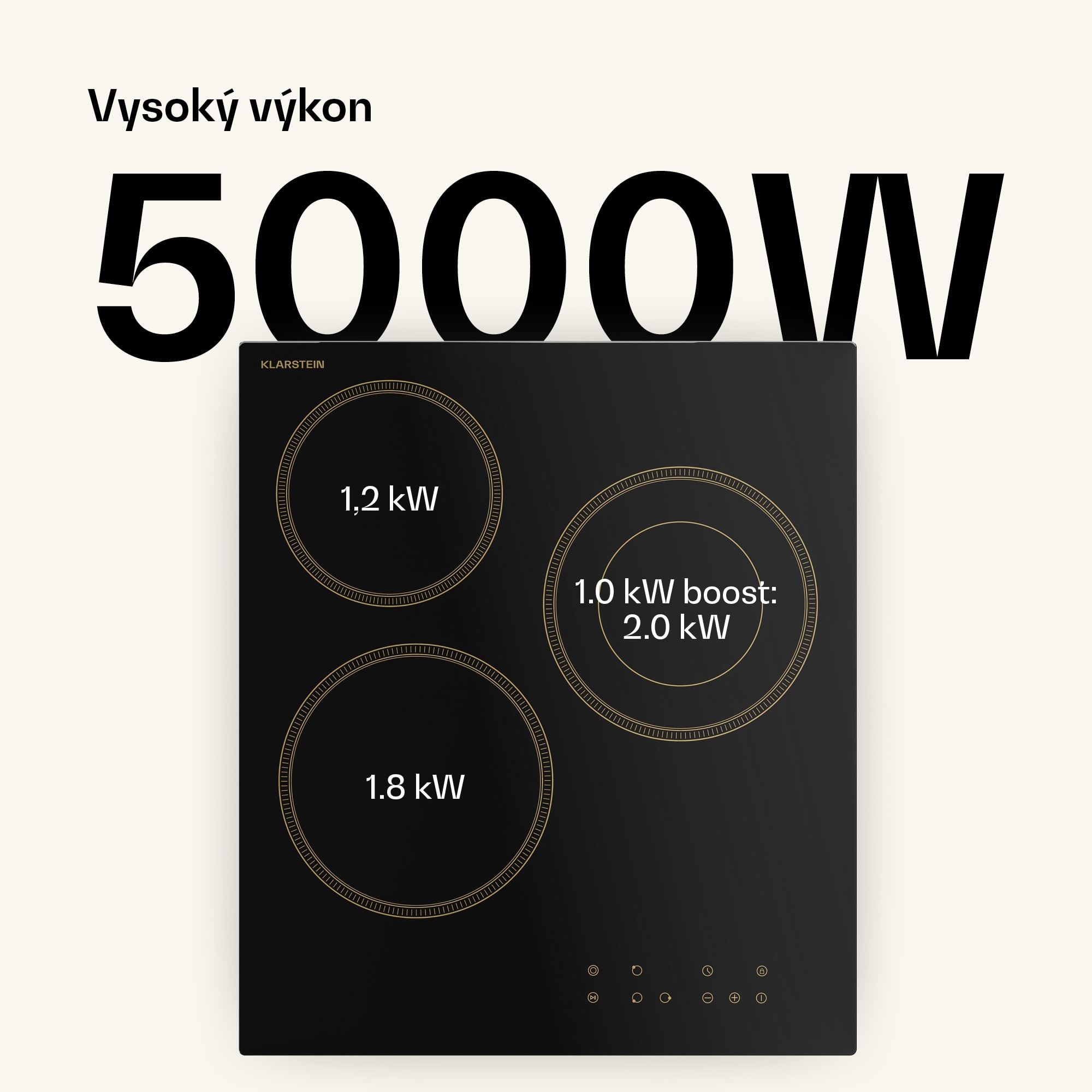 Klarstein Victoria sklokeramická varná doska | 3 zóny | Elegantná, nadčasová | 5000 W | 45 cm – Obrázok 2