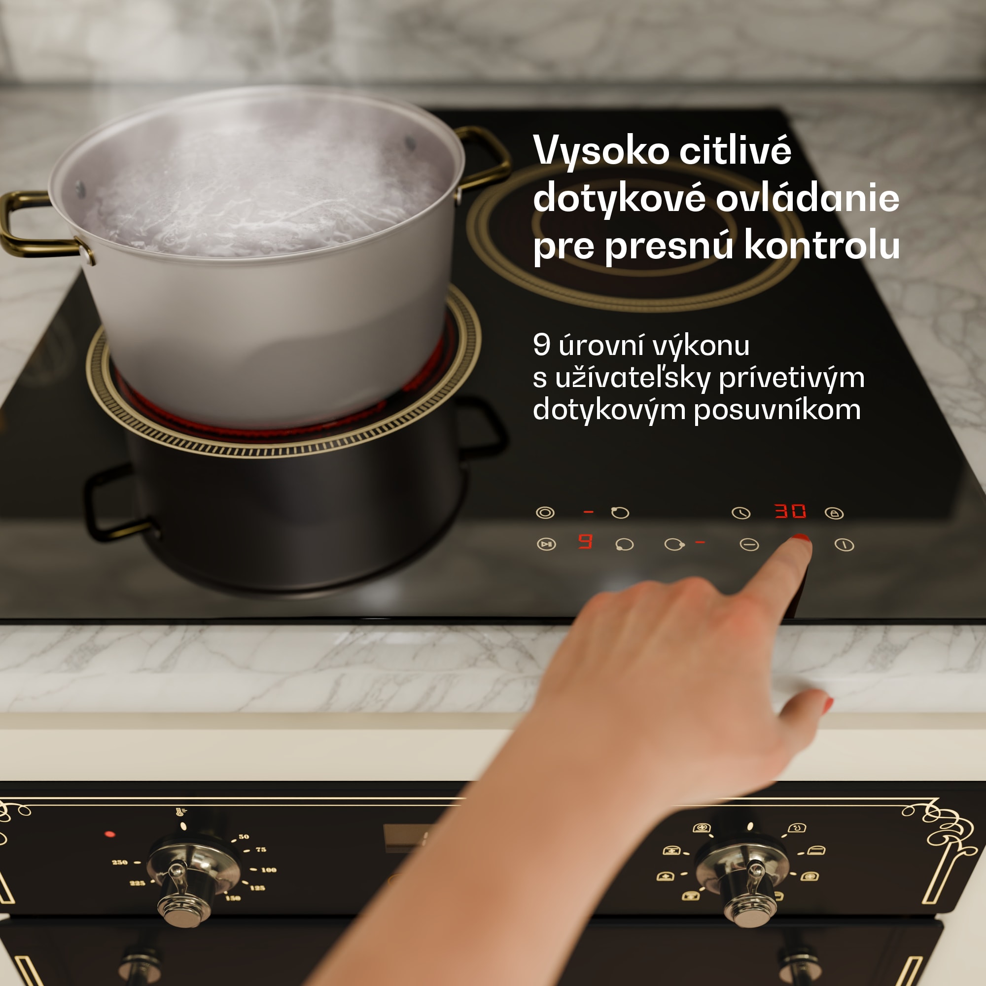 Klarstein Victoria sklokeramická varná doska | 3 zóny | Elegantná, nadčasová | 5000 W | 45 cm – Obrázok 4