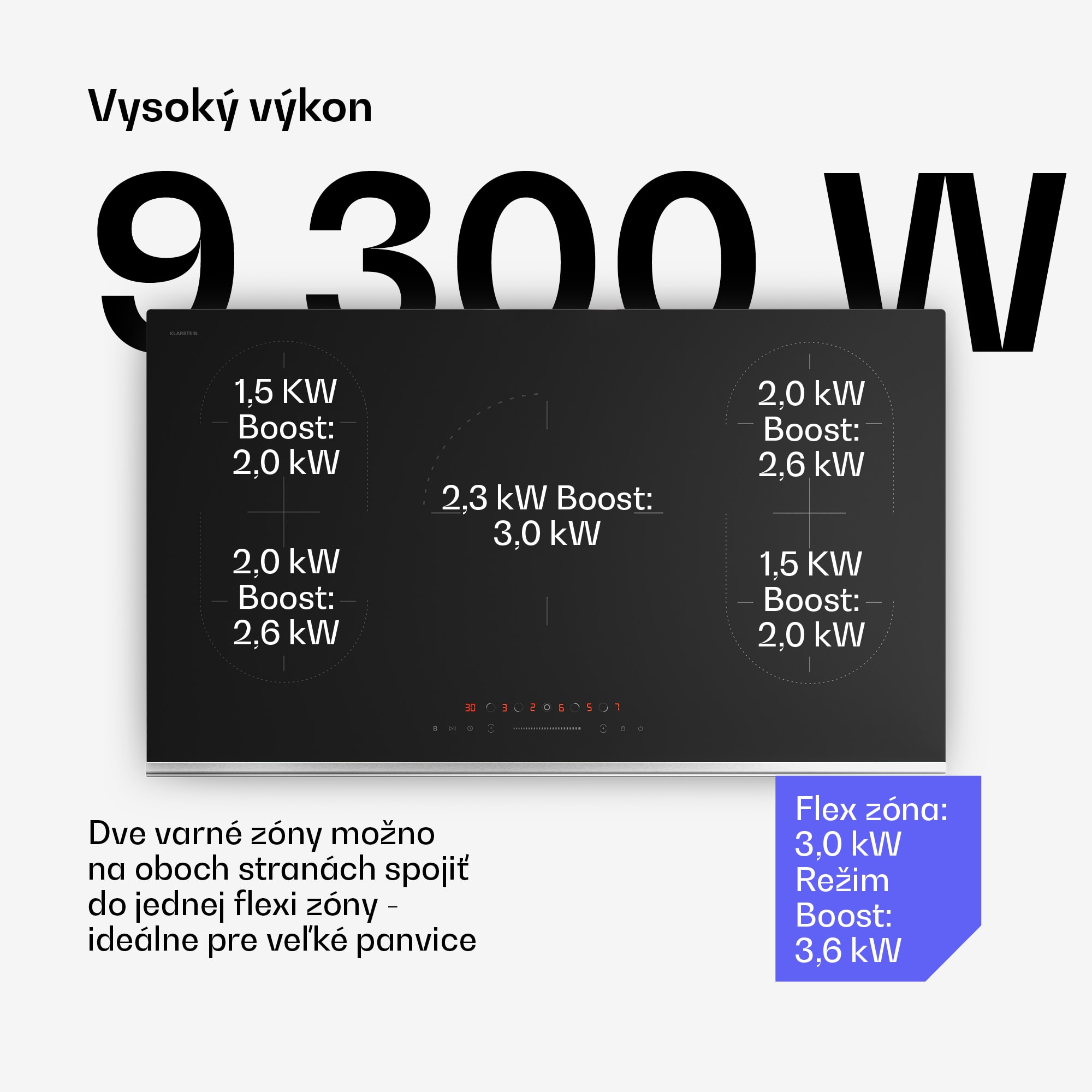 Klarstein Verosteel indukčná varná doska | Elegantná, minimalistická, výkonná | 5 varných zón | 12200 W | 90 cm – Obrázok 2