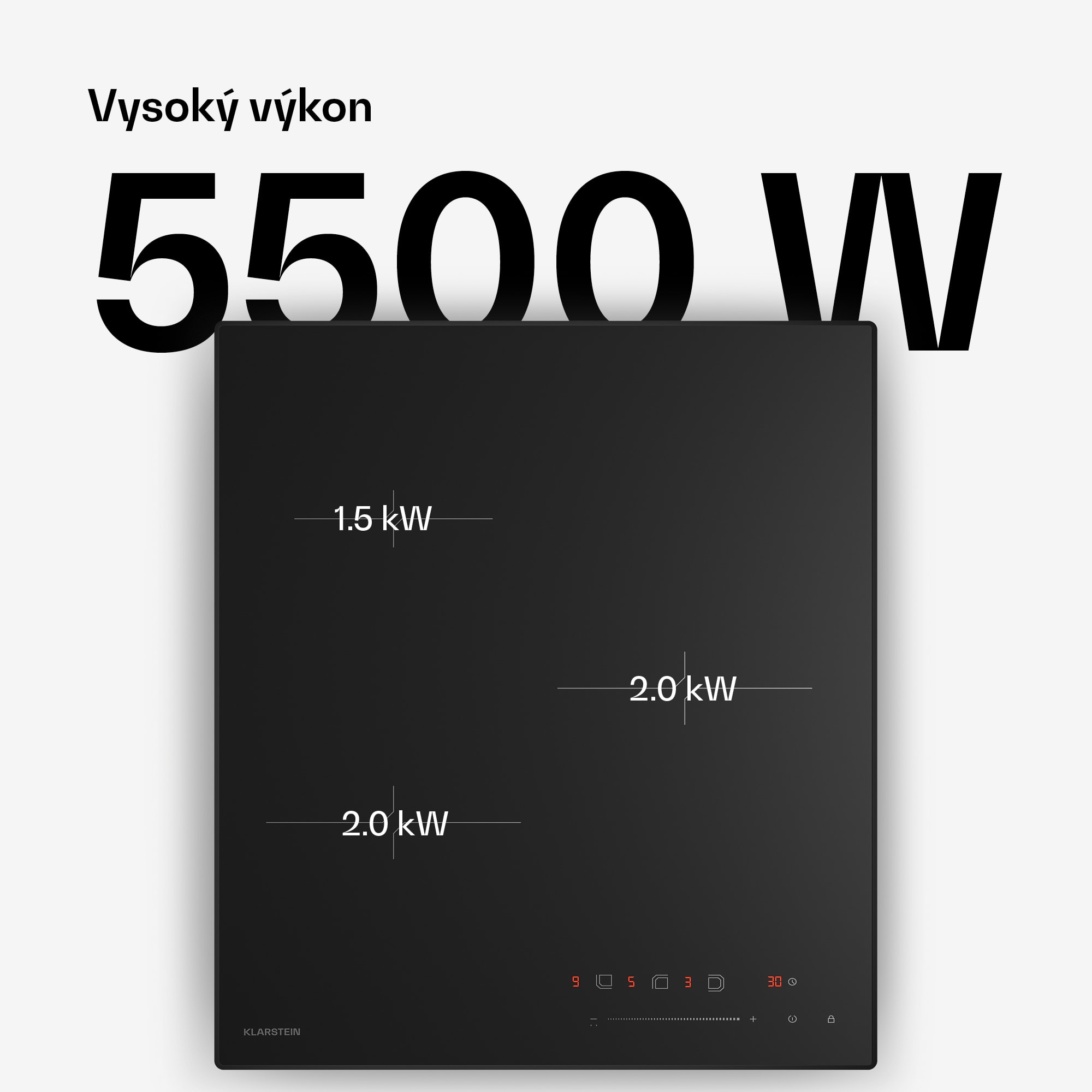 Klarstein Velaire indukčná varná doska | Elegantná, minimalistická, šetriaca miesto | 3 varné zóny | 5500 W | 45 cm – Obrázok 2