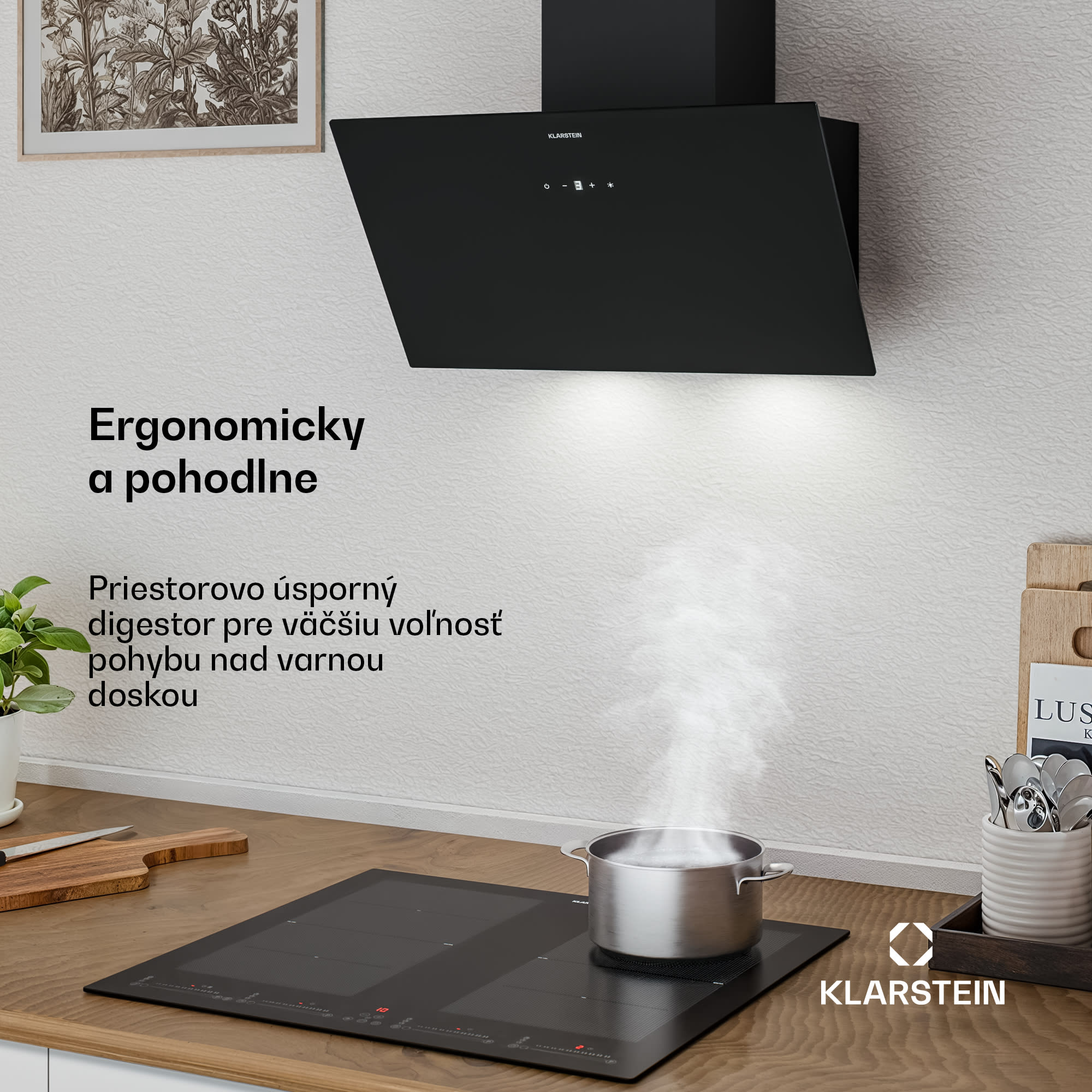 Klarstein Laurel šikmý digestor | režim odsávania vzduchu a recirkulácie | bezpečnostné sklo | 417 m³/h | 60 cm – Obrázok 2