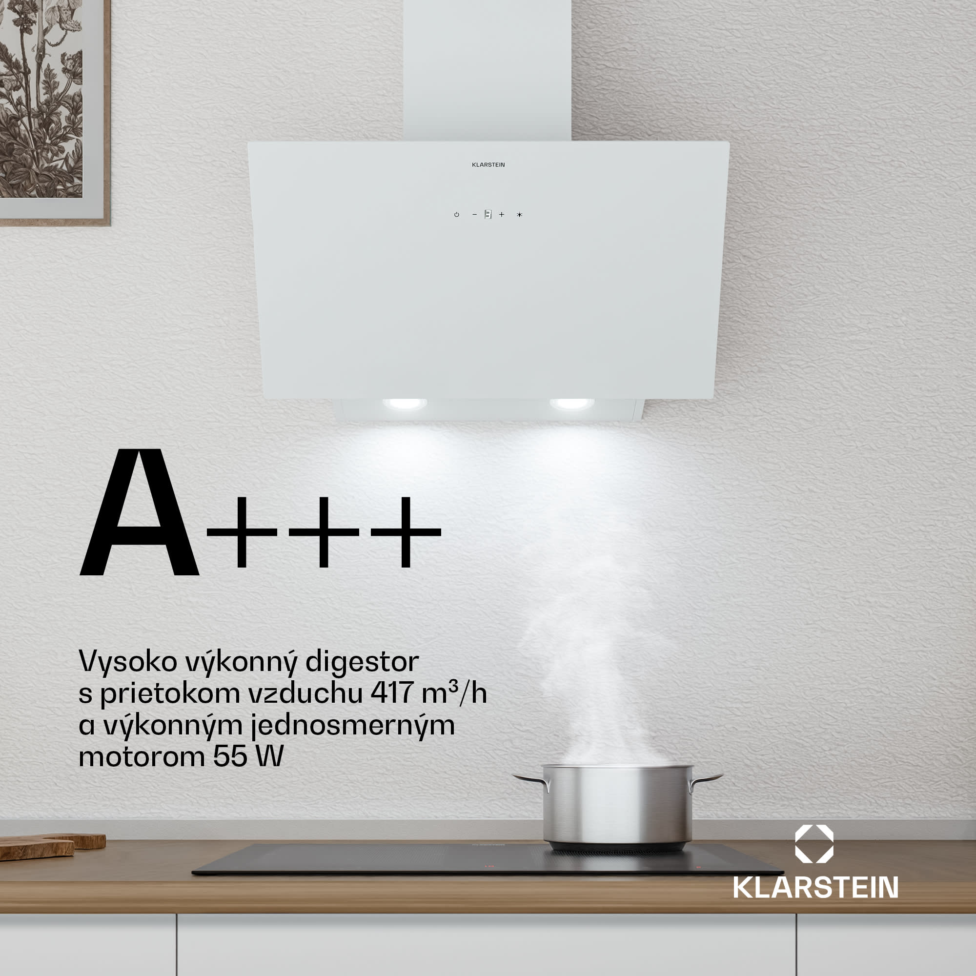 Klarstein Laurel šikmý digestor | režim odsávania vzduchu a recirkulácie | bezpečnostné sklo | 417 m³/h | 60 cm