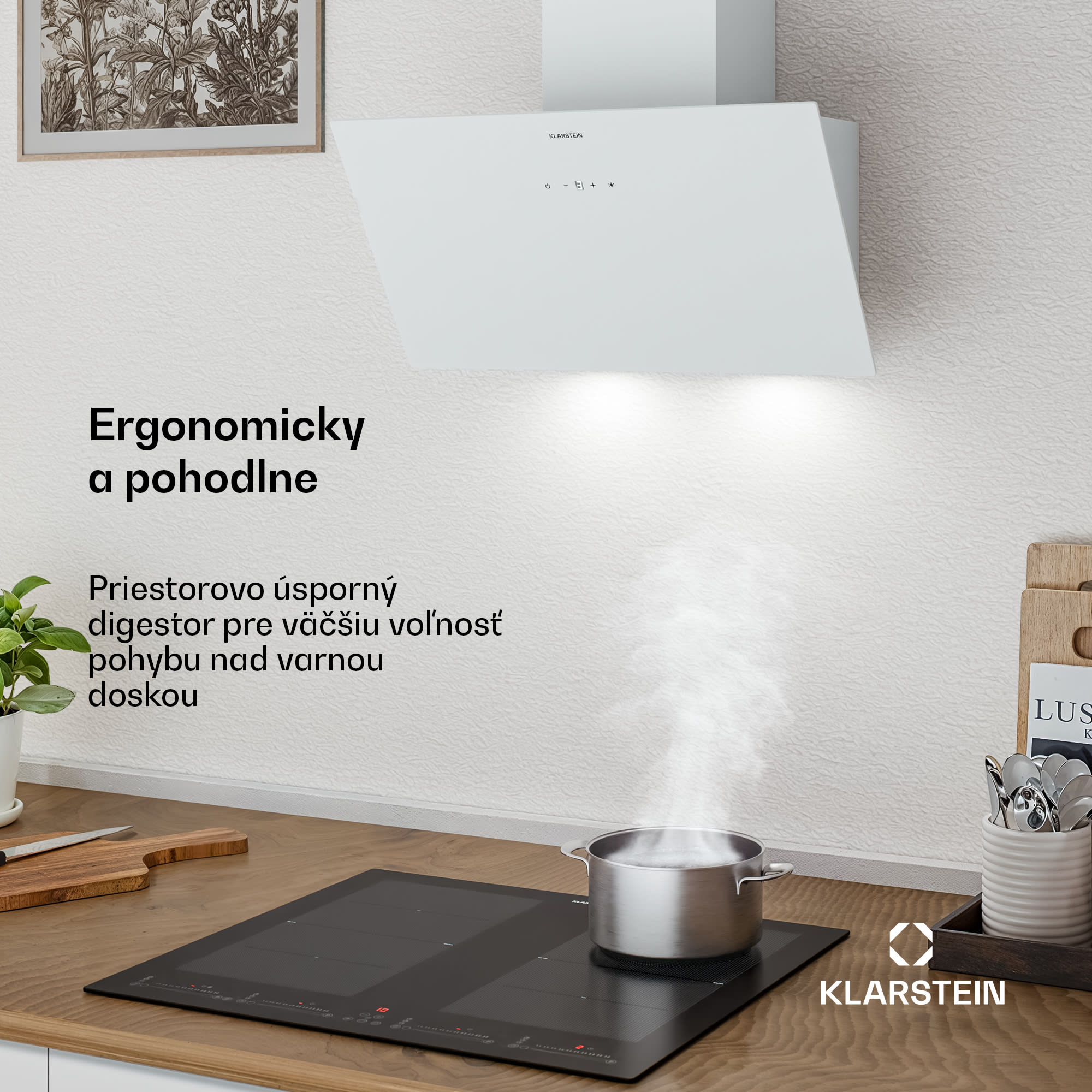 Klarstein Laurel šikmý digestor | režim odsávania vzduchu a recirkulácie | bezpečnostné sklo | 417 m³/h | 60 cm – Obrázok 2