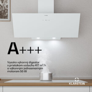 Klarstein Laurel šikmý digestor | režim odsávania vzduchu a recirkulácie | bezpečnostné sklo | 417 m³/h | 90 cm