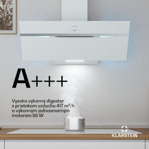 Klarstein BigBite šikmý digestor | režim odsávania vzduchu a recirkulácie | bezpečnostné sklo | 417 m³/h | 90 cm