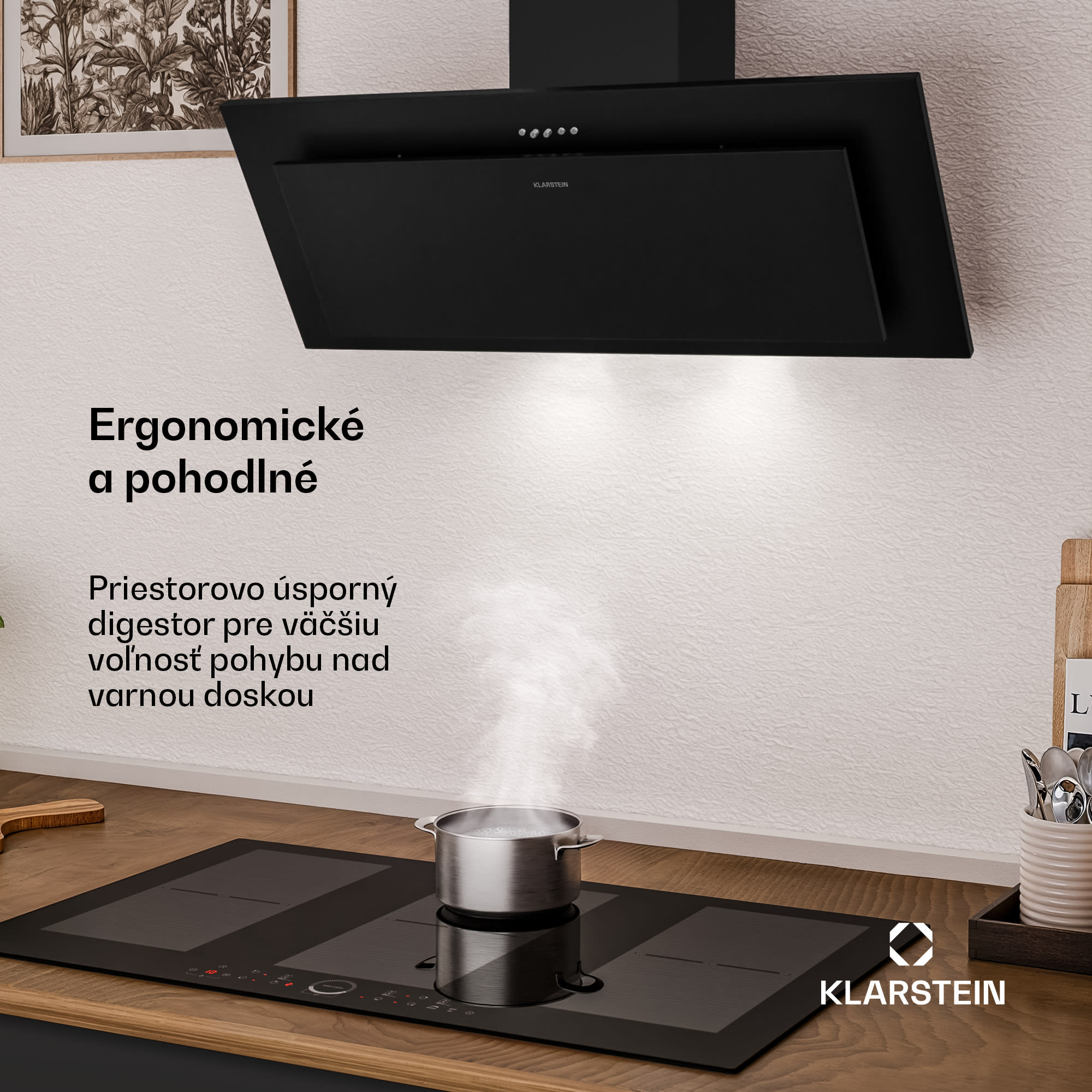 Klarstein Athena komínová digestorová kapucňa | odťah a recirkulácia | 254 m³/h | 56 W | 90 cm
