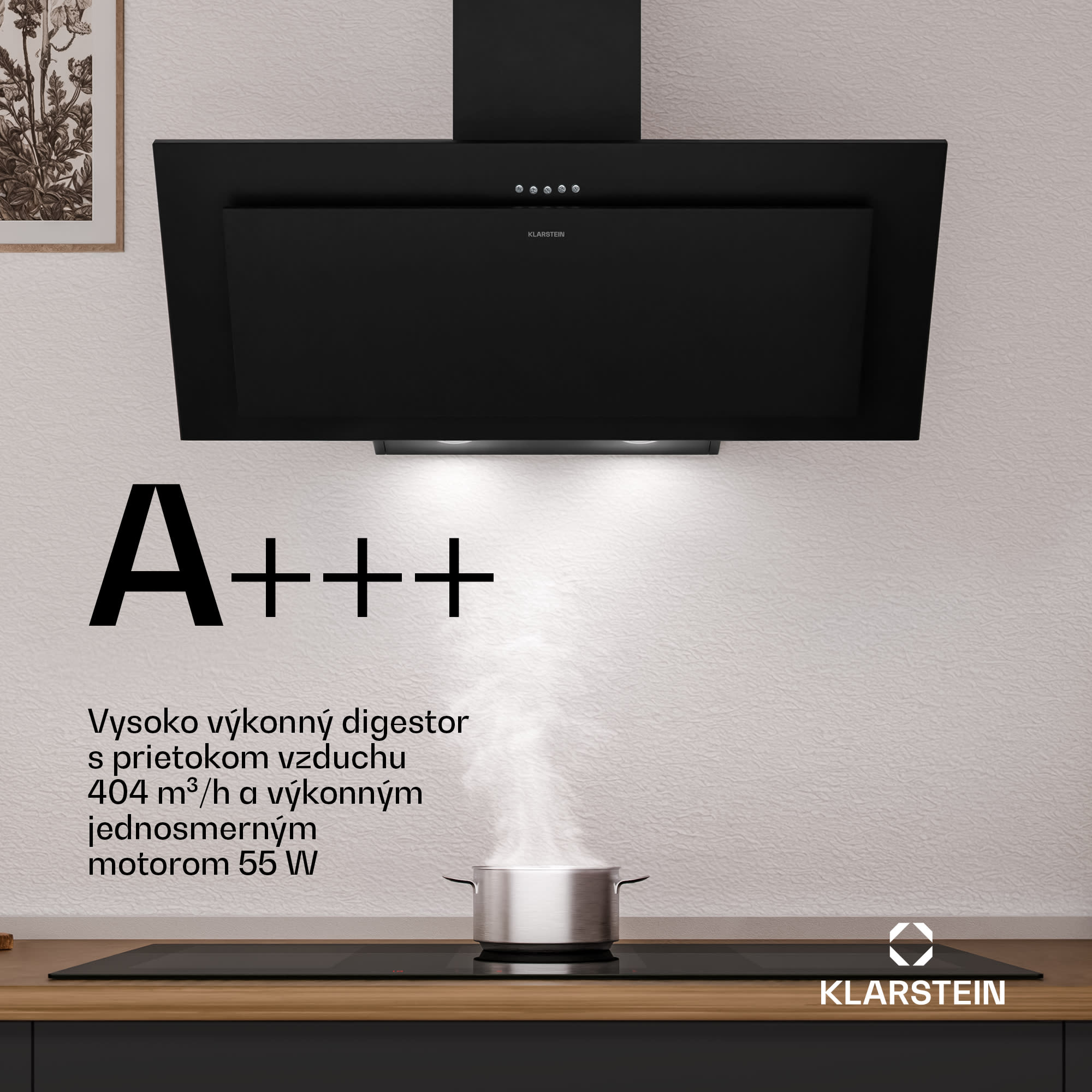 Klarstein Athena komínová digestorová kapucňa | odťah a recirkulácia | 254 m³/h | 56 W | 90 cm – Obrázok 3