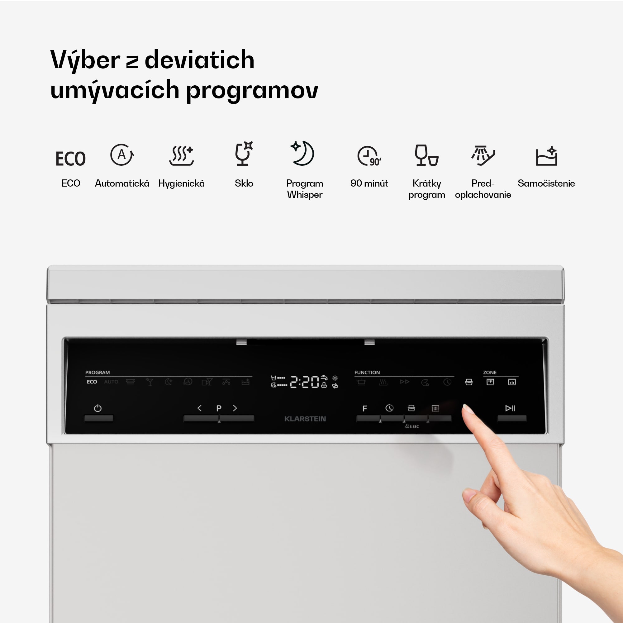 Klarstein Verosteel voľne stojaca umývačka riadu | Minimalistická, kompaktná, elegantná | EEC B | 45 cm – Obrázok 3