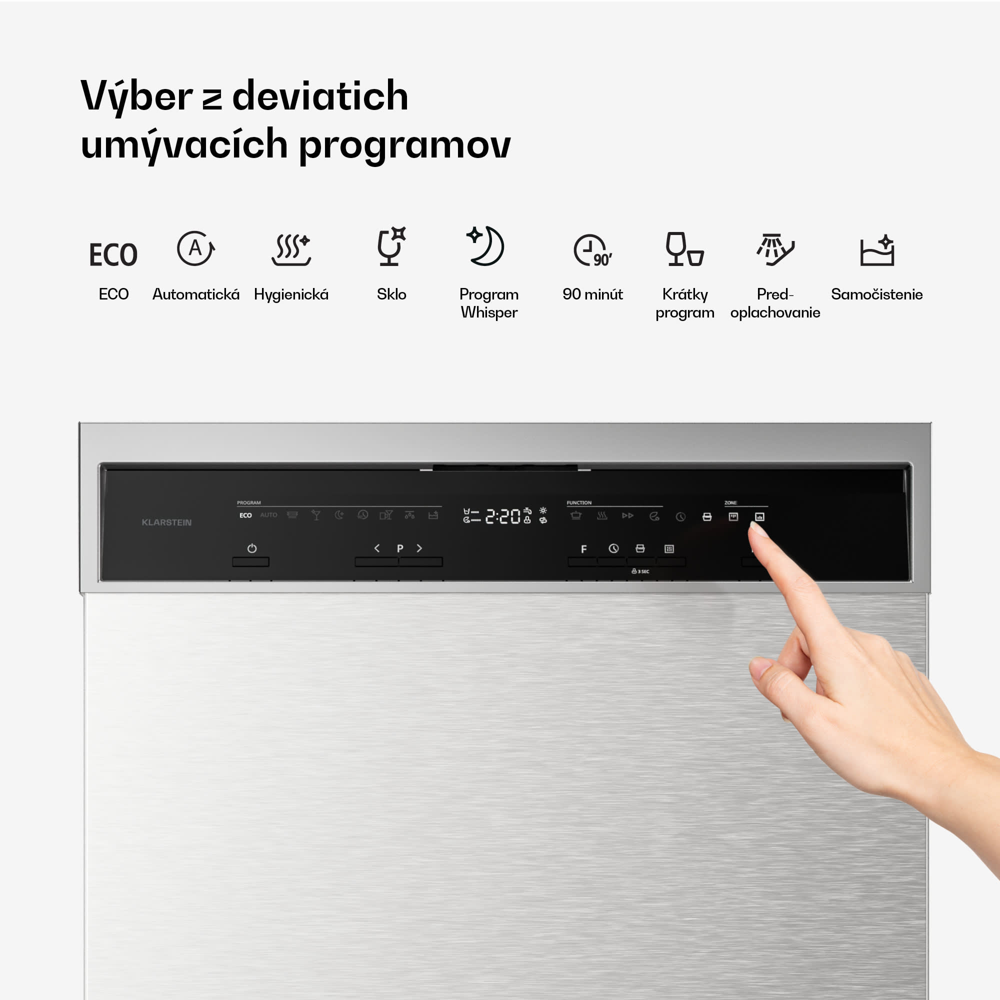 Klarstein Verosteel vstavaná umývačka riadu | minimalistická, efektívna, elegantná | EEC A | 60 cm – Obrázok 3