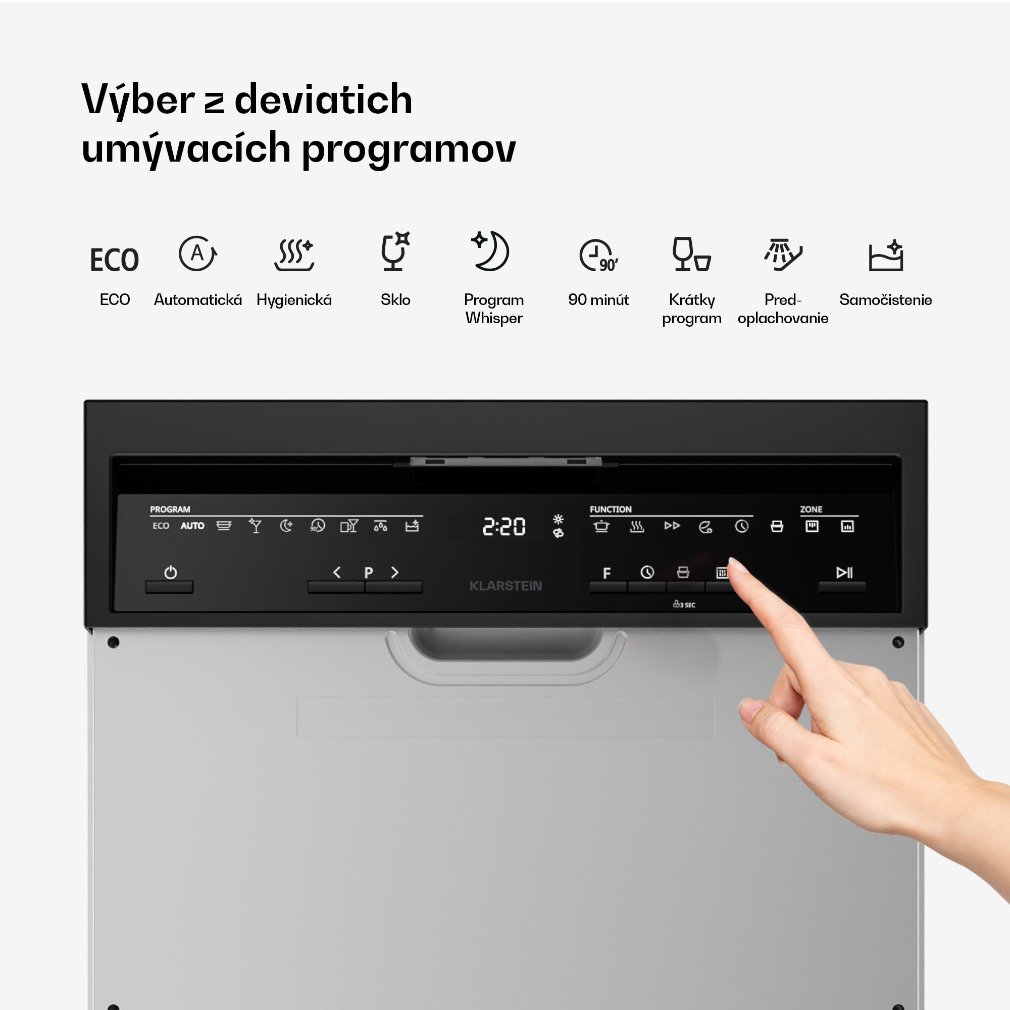 Klarstein Velaire čiastočne integrovaná umývačka riadu | minimalistická, kompaktná | energetická trieda B | 45 cm – Obrázok 3
