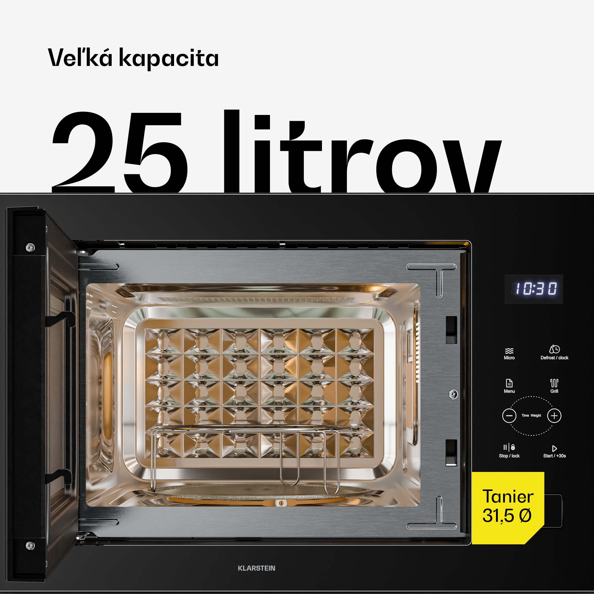 Klarstein Velaire vstavaná mikrovlnná rúra s grilom | 1200 W gril | 850 W mikrovlnka | 60 cm – Obrázok 3