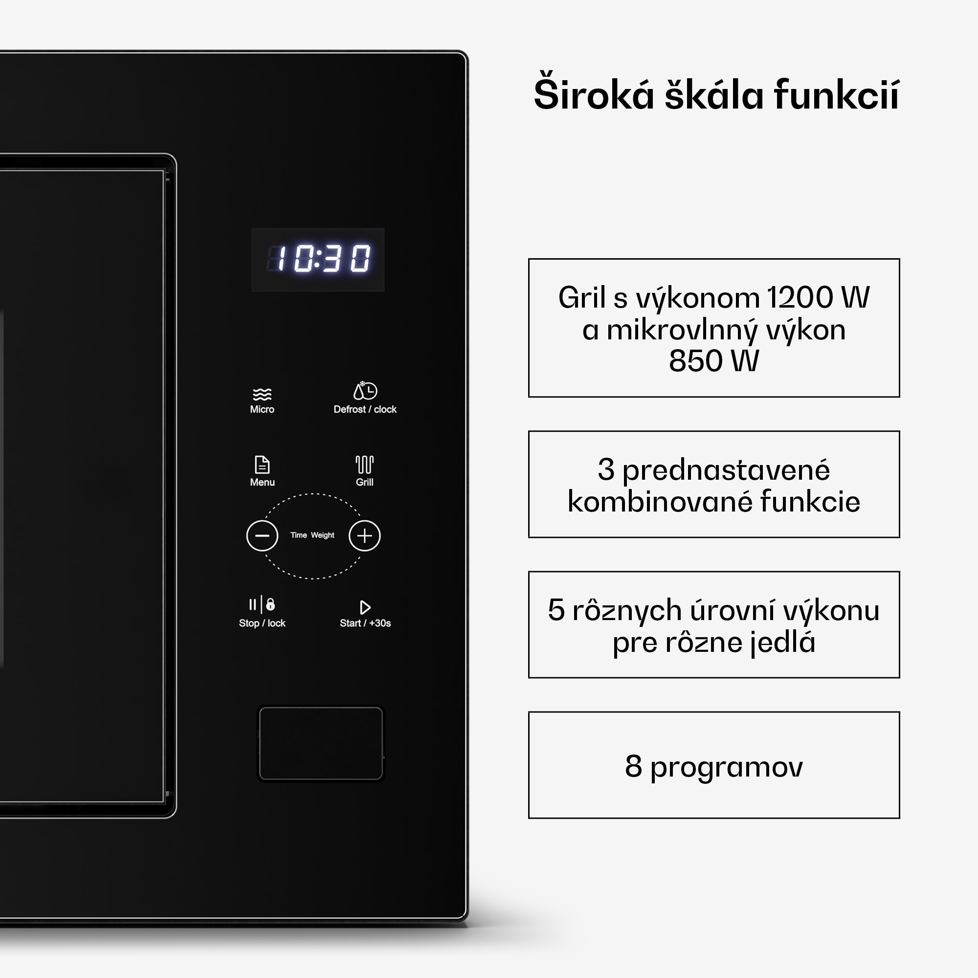 Klarstein Velaire vstavaná mikrovlnná rúra s grilom | 1200 W gril | 850 W mikrovlnka | 60 cm – Obrázok 4