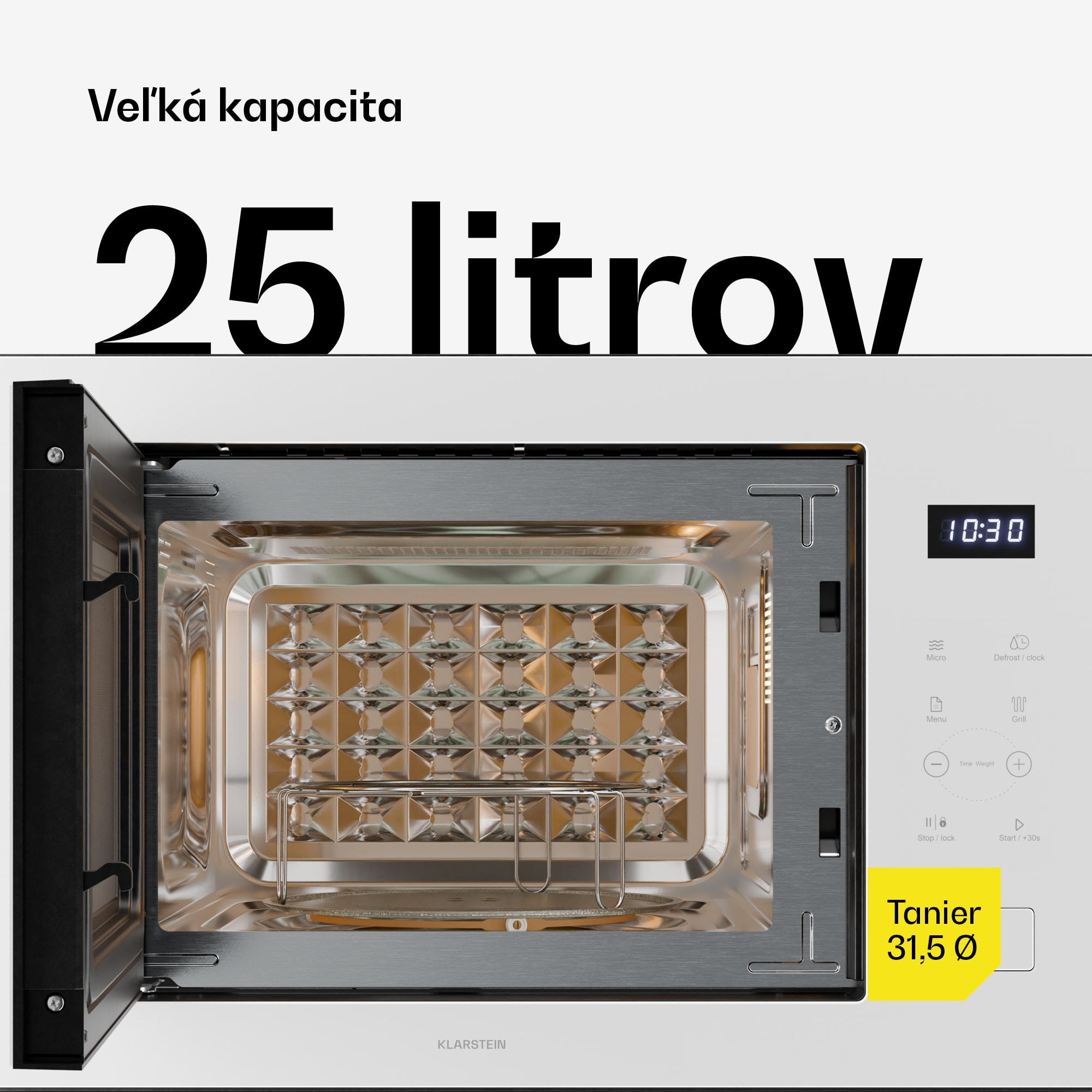 Klarstein Velaire vstavaná mikrovlnná rúra s grilom | 1200 W gril | 850 W mikrovlnka | 60 cm – Obrázok 3