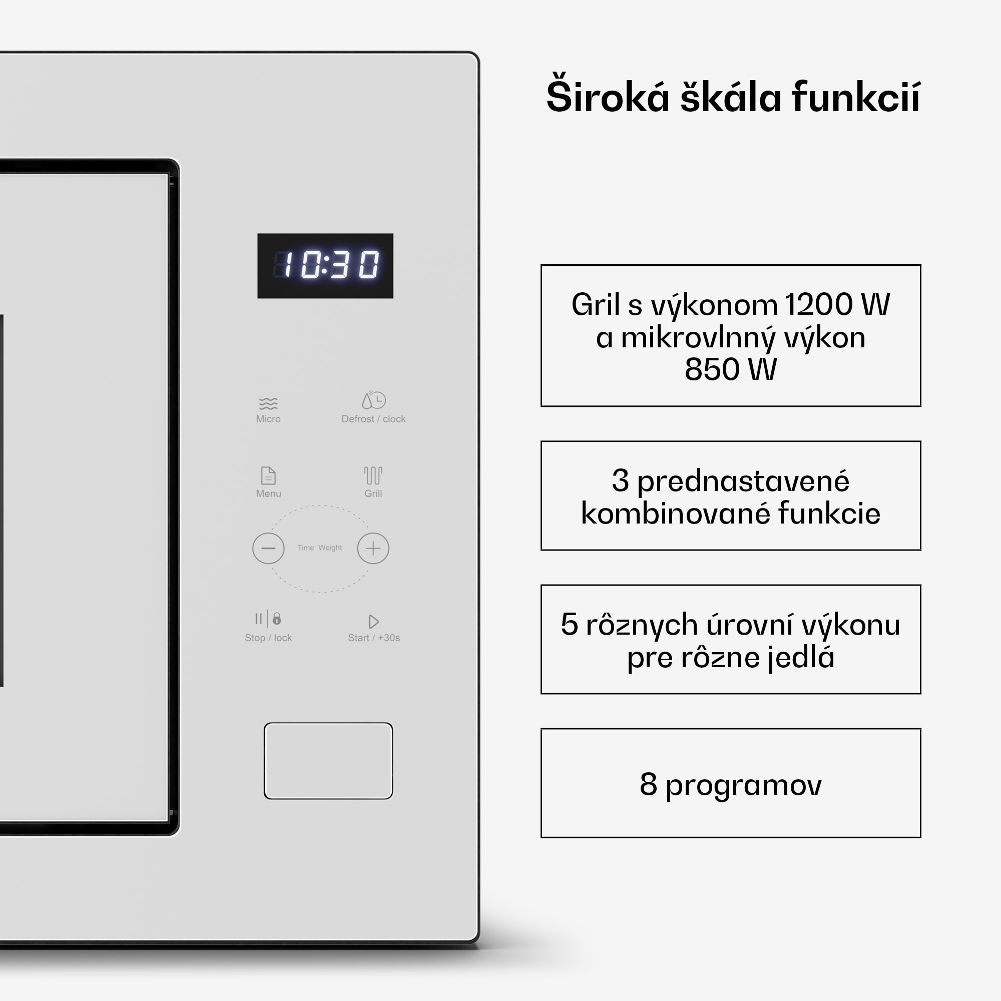 Klarstein Velaire vstavaná mikrovlnná rúra s grilom | 1200 W gril | 850 W mikrovlnka | 60 cm – Obrázok 4