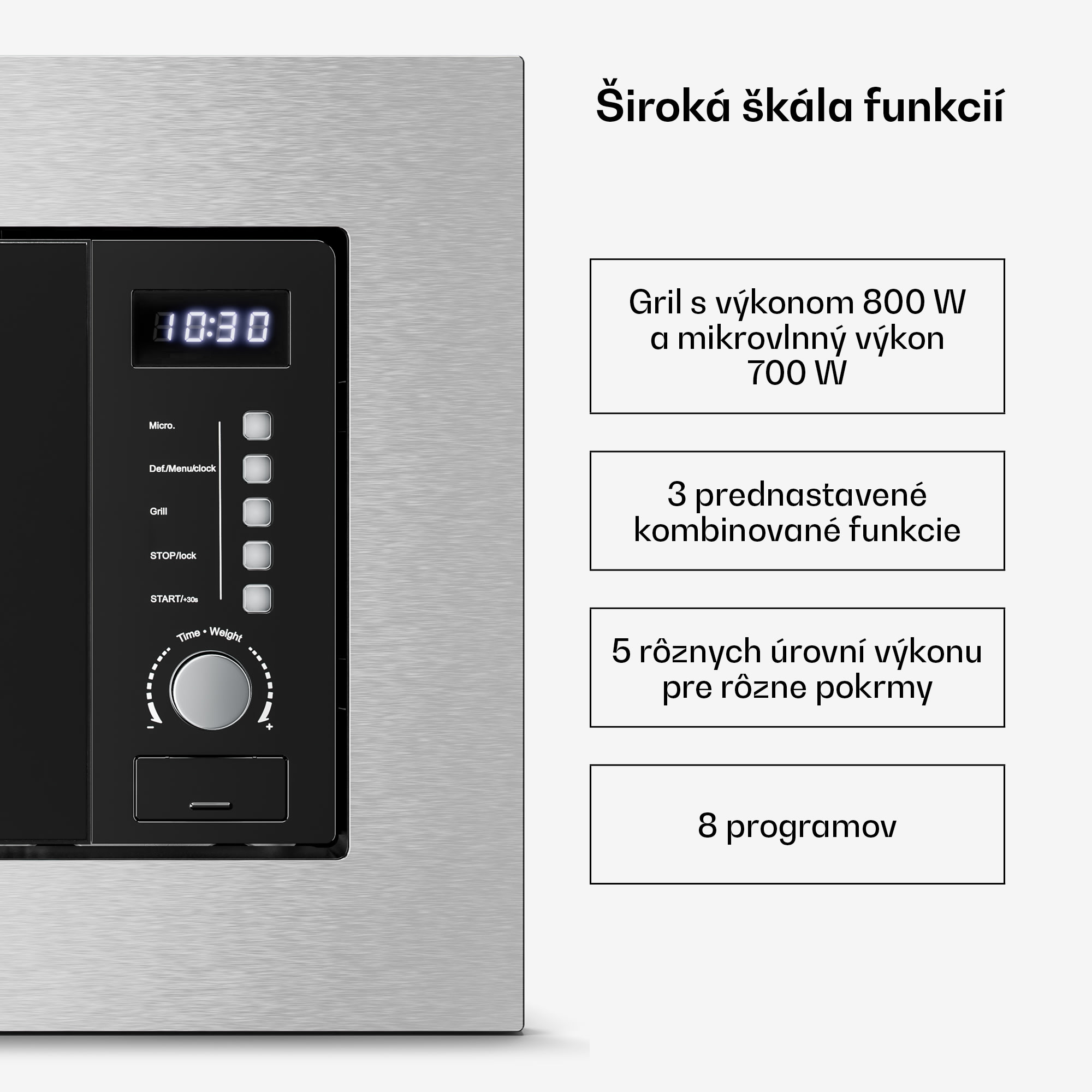 Klarstein Verosteel vstavaná mikrovlnná rúra s grilom | 800 W gril | 700 W mikrovlnka | 60 cm – Obrázok 4