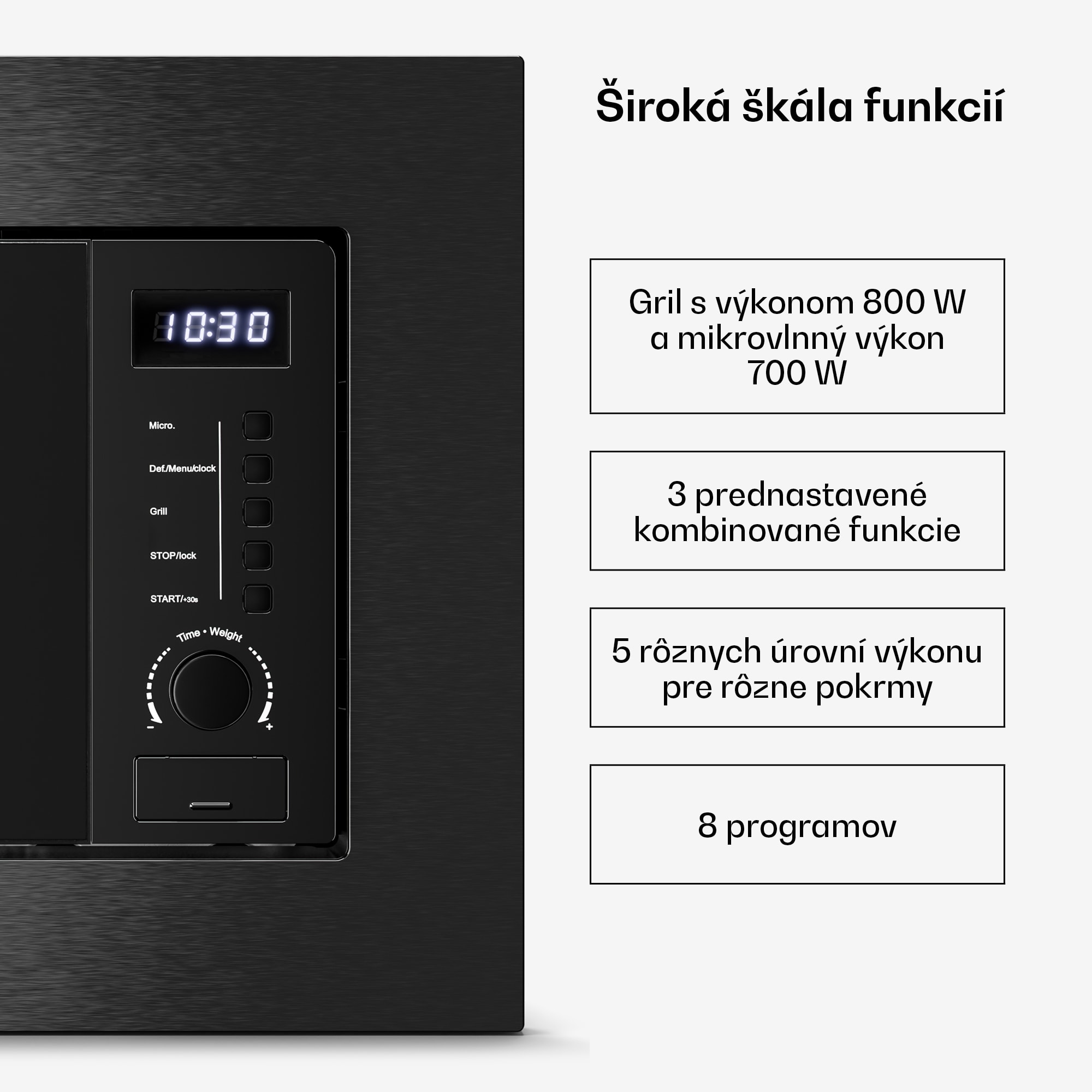 Klarstein Verosteel vstavaná mikrovlnná rúra s grilom | 800 W gril | 700 W mikrovlnka | 60 cm – Obrázok 4