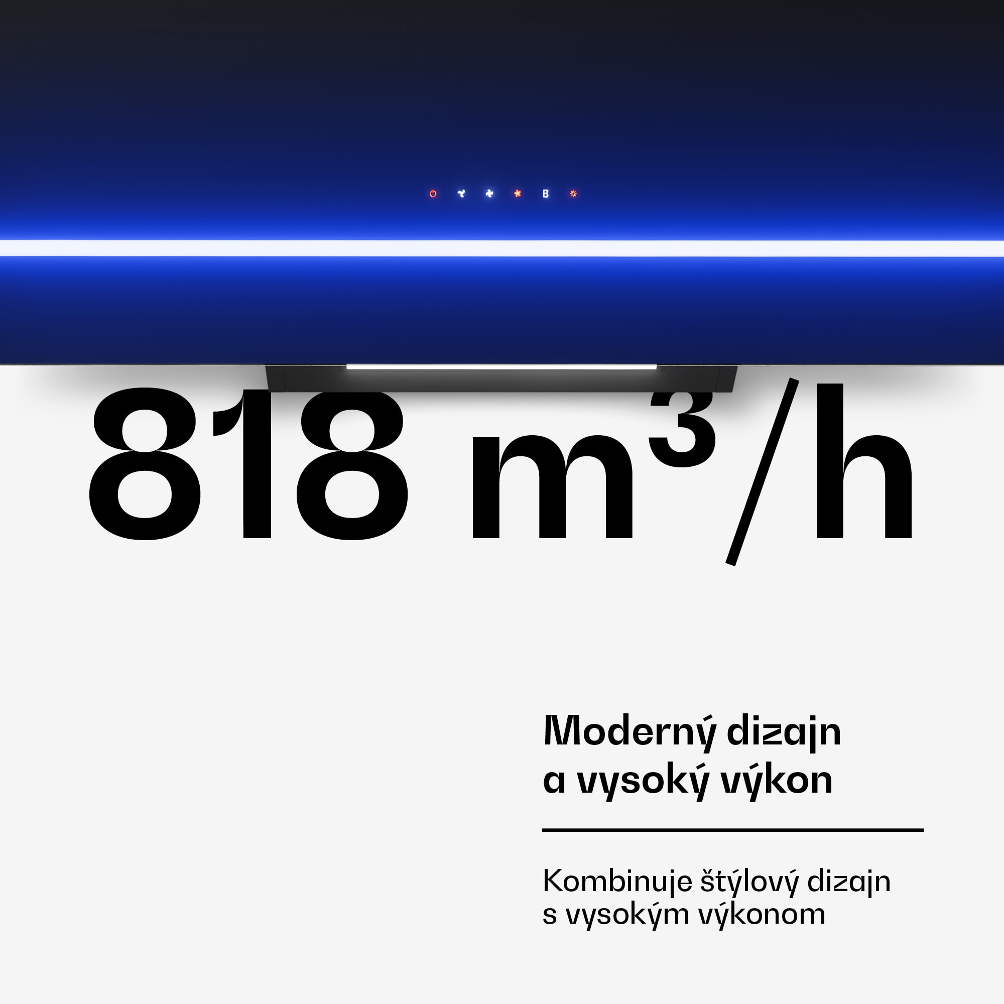 Klarstein Illuminosa komínová digestoř | odťahový a recirkulačný režim | minimalistická | 818 m³/h | 90 cm – Obrázok 3