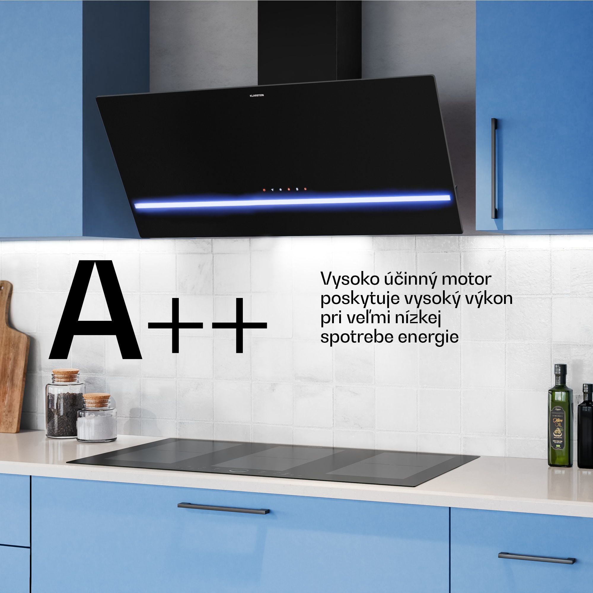 Klarstein Illuminosa komínová digestoř | odťahový a recirkulačný režim | minimalistická | 818 m³/h | 90 cm – Obrázok 4