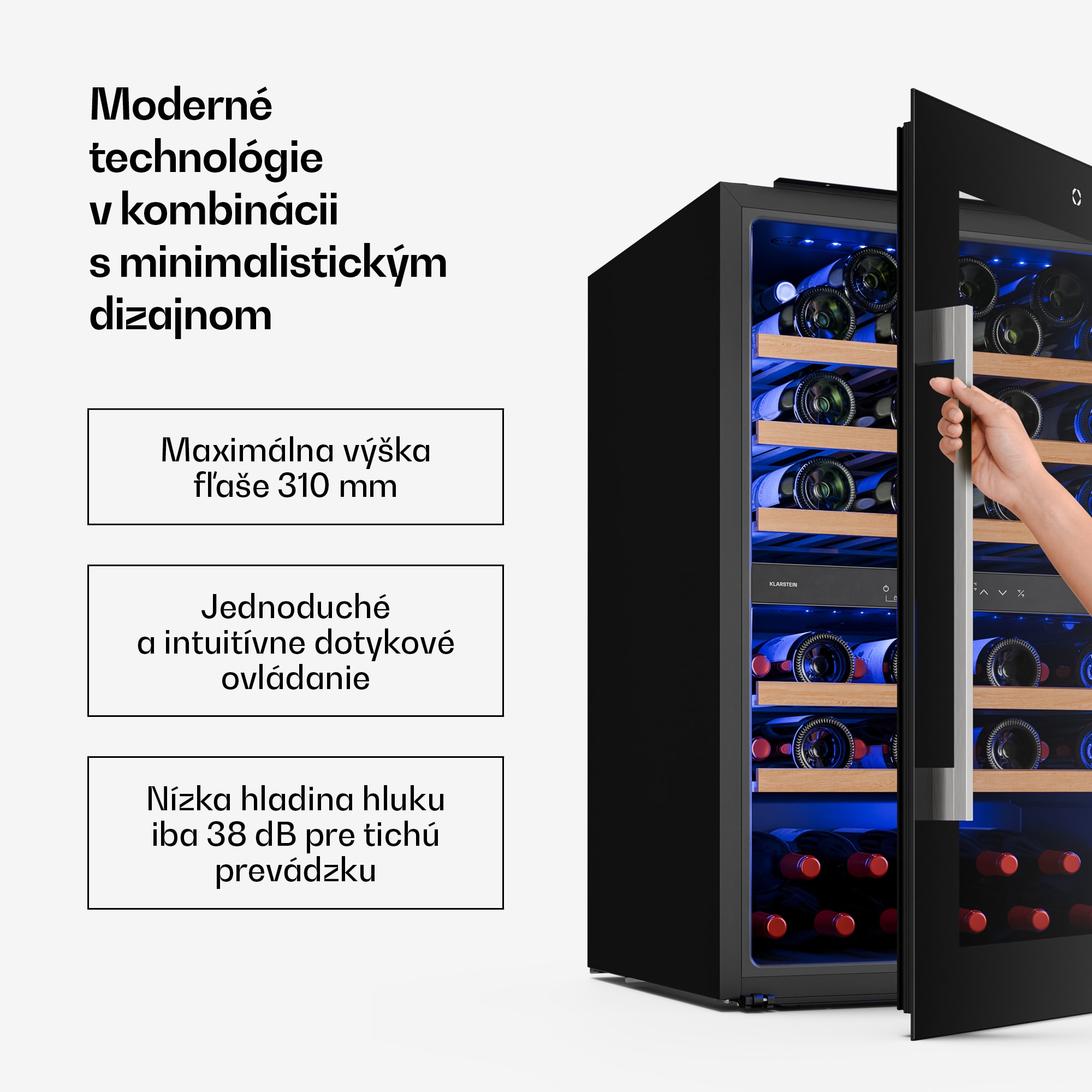 Klarstein Illuminosa vstavaná vinotéka | Dualzone | UV ochrana | 143 l | 57 fliaš | 60 cm – Obrázok 3