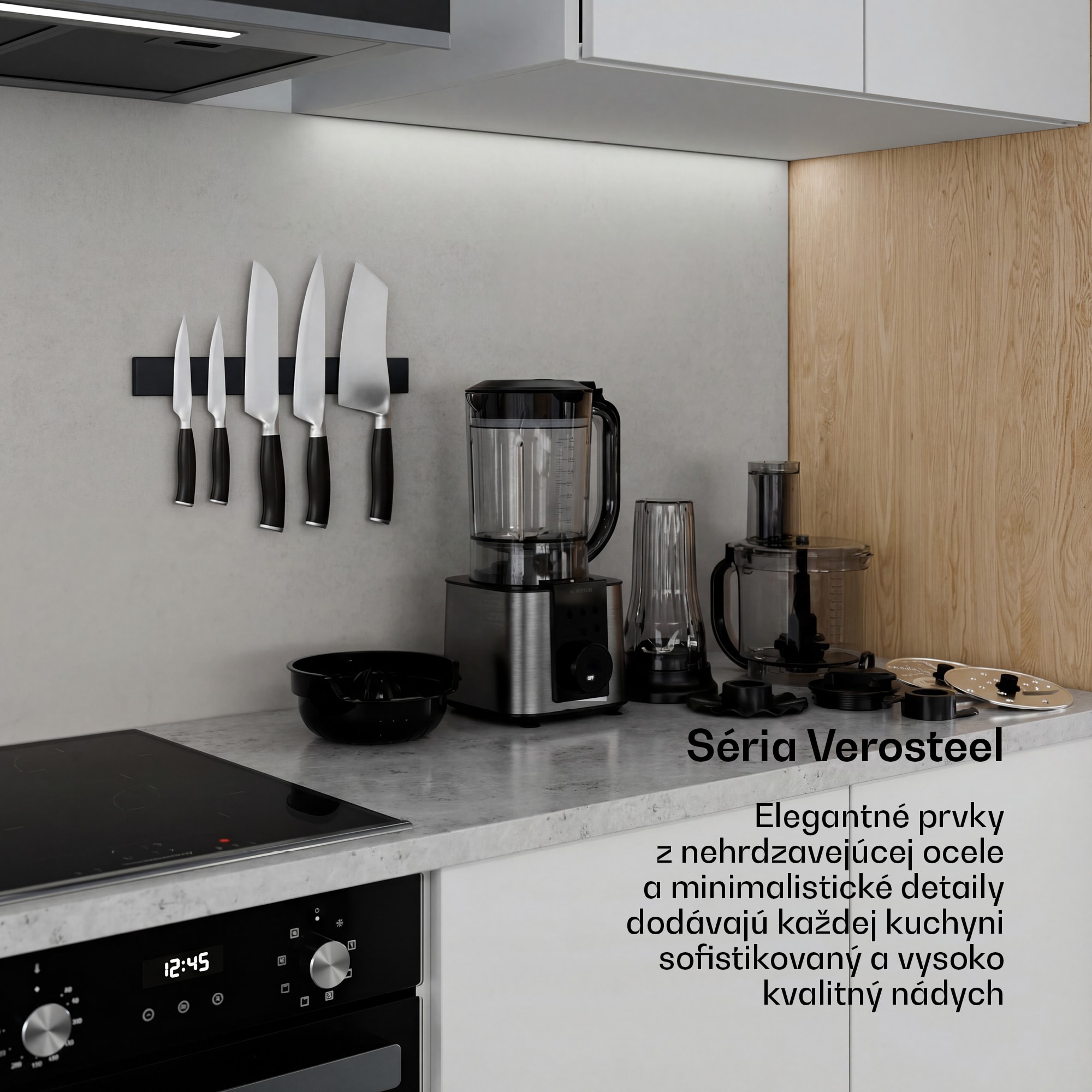 Klarstein Verosteel kuchynský robot s mixérom | Hnetenie, šľahanie & odšťavovanie | 1200 W | 2 L/1,75 L