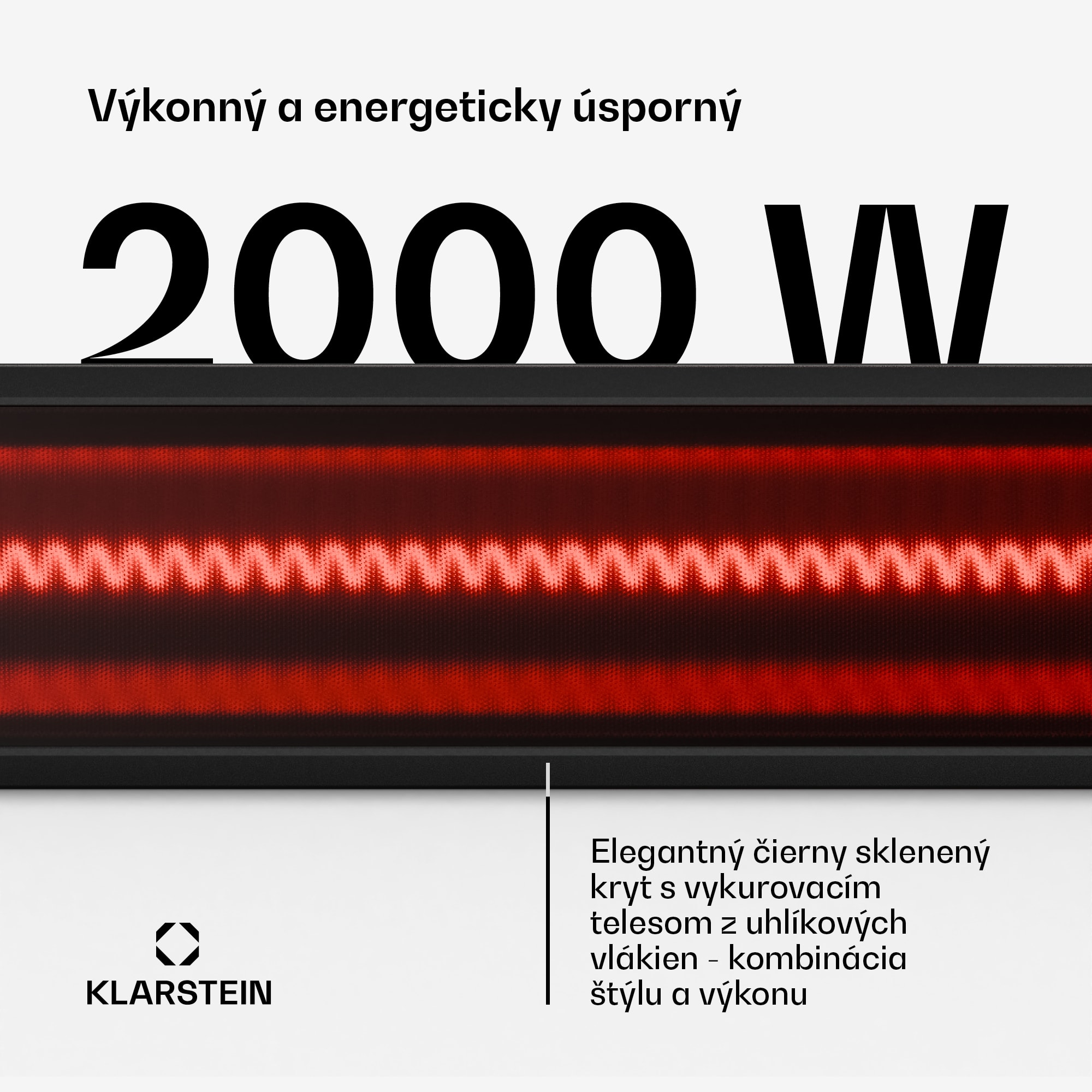 Klarstein Phantom infračervené vykurovanie na stenu | 2000 W | 15 m² | Výkonné a úzke | 84 cm x 10 cm