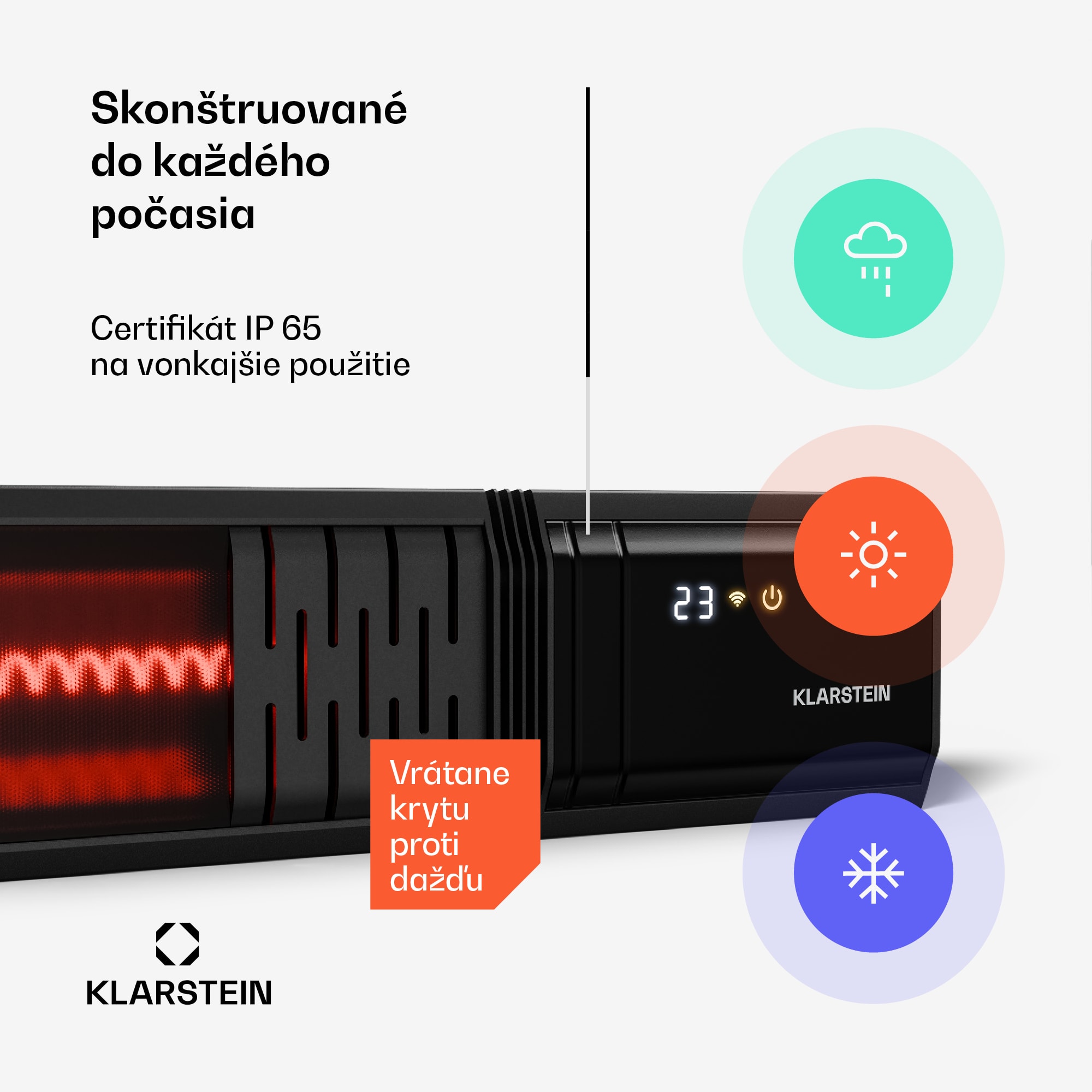 Klarstein Phantom infračervené vykurovanie na stenu | 2000 W | 15 m² | Výkonné a úzke | 84 cm x 10 cm – Obrázok 4