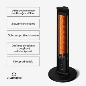 Klarstein BlazeTower infračervený ohrievač stojaci | 2000 W | 15 m² | Výkonný | 101 cm x 40 cm