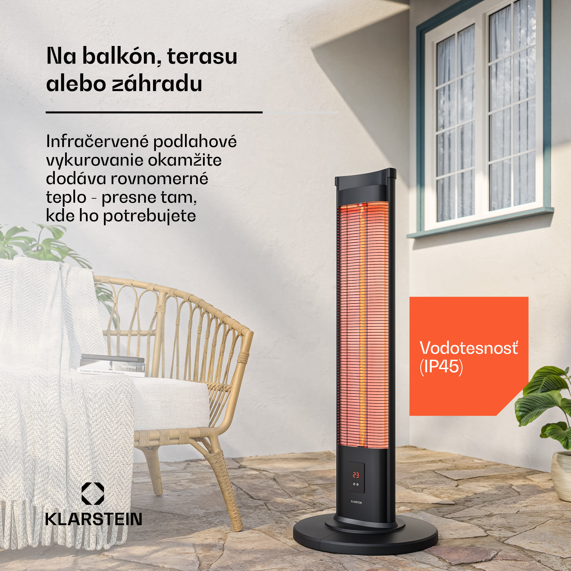 Klarstein BlazeTower infračervený ohrievač stojaci | 2000 W | 15 m² | Výkonný | 101 cm x 40 cm – Obrázok 2