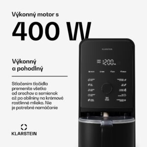 Klarstein Marcia Touch orechový mliečny automat 1,2 l, 6 nerezových nožov, 1200 W, 10 + 2 programy