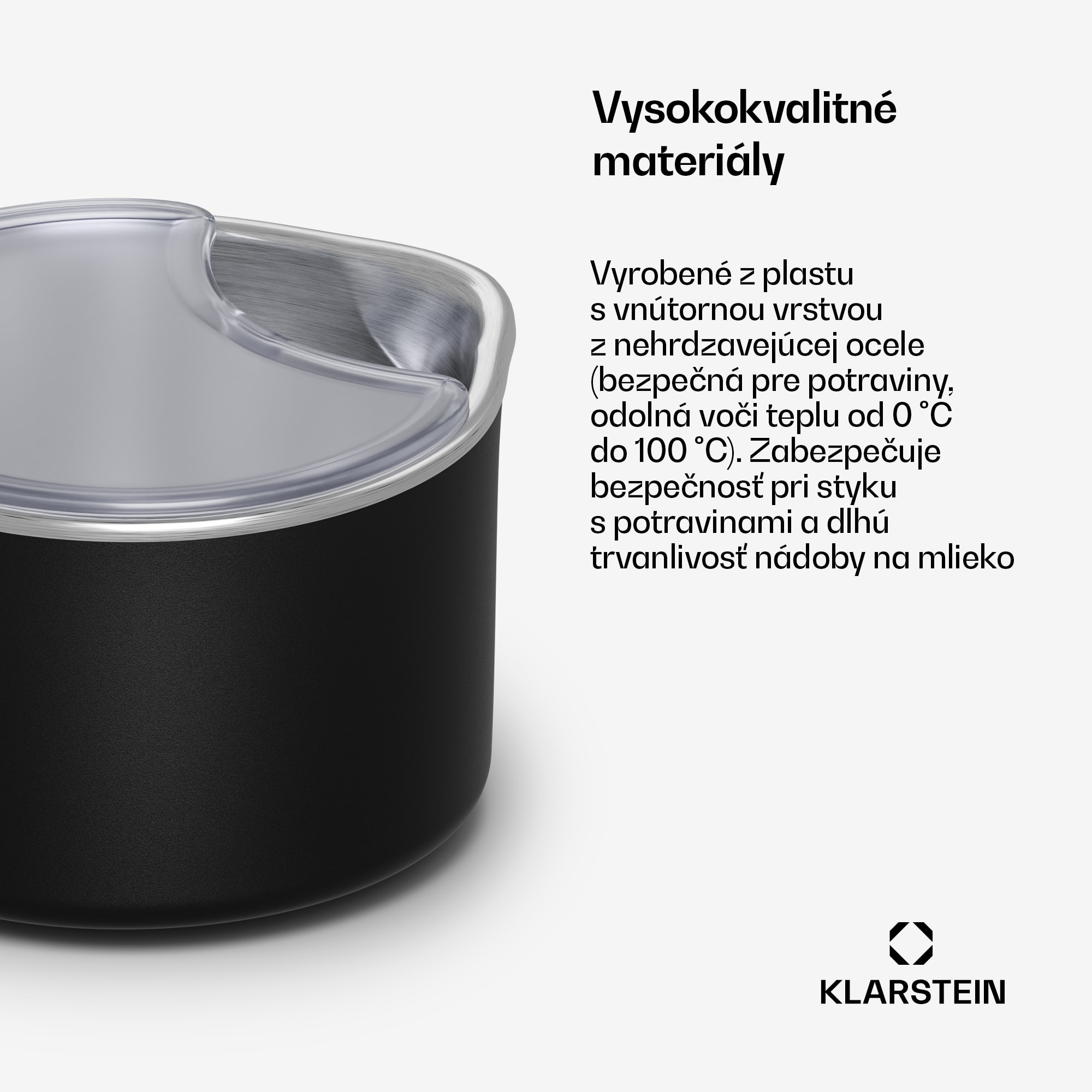 Klarstein Marcia Touch mliečnik 1,2 l plast SUS304 nerez umývateľný v umývačke riadu – Obrázok 4