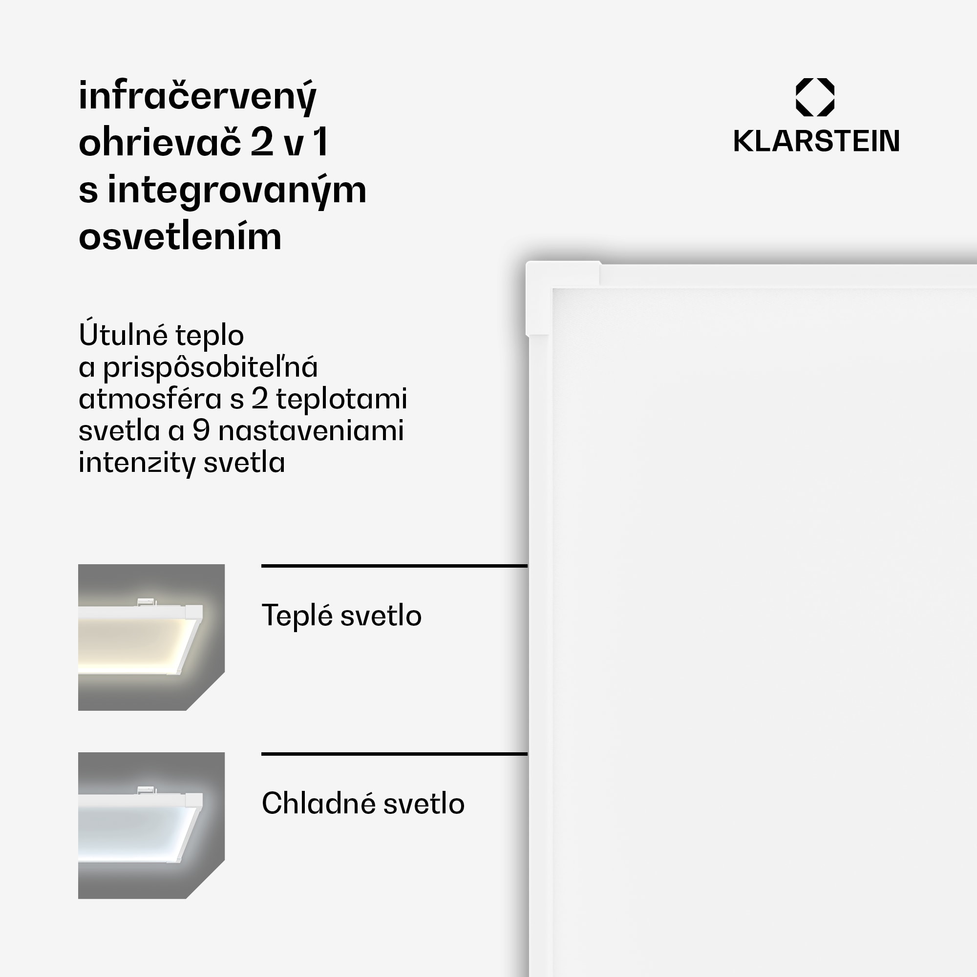 Klarstein Wondersky infračervený panel | 360 W | 4 - 8 m² | minimalistický dizajn | 60 cm x 60 cm – Obrázok 2