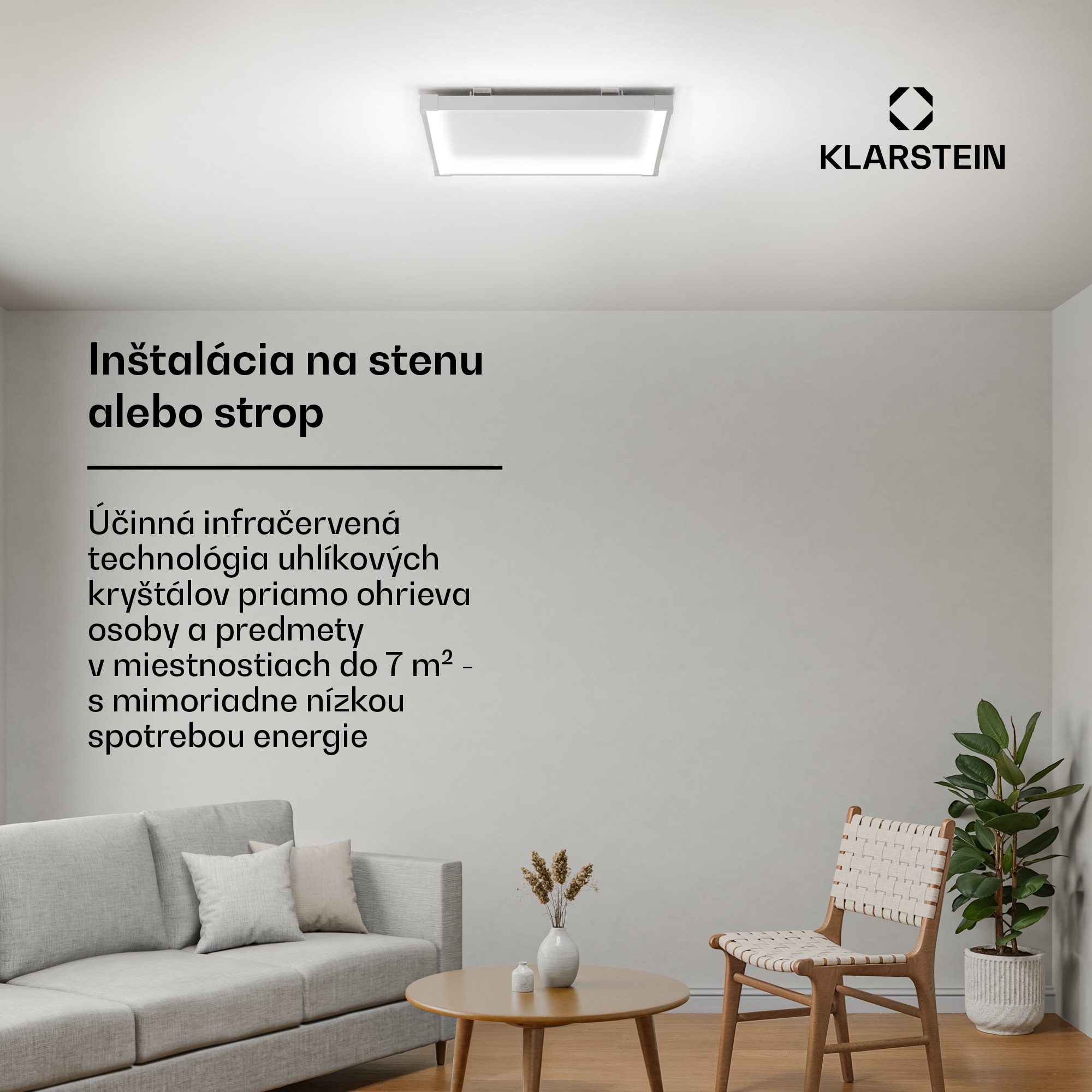 Klarstein Wondersky infračervený panel | 360 W | 4 - 8 m² | minimalistický dizajn | 60 cm x 60 cm – Obrázok 4