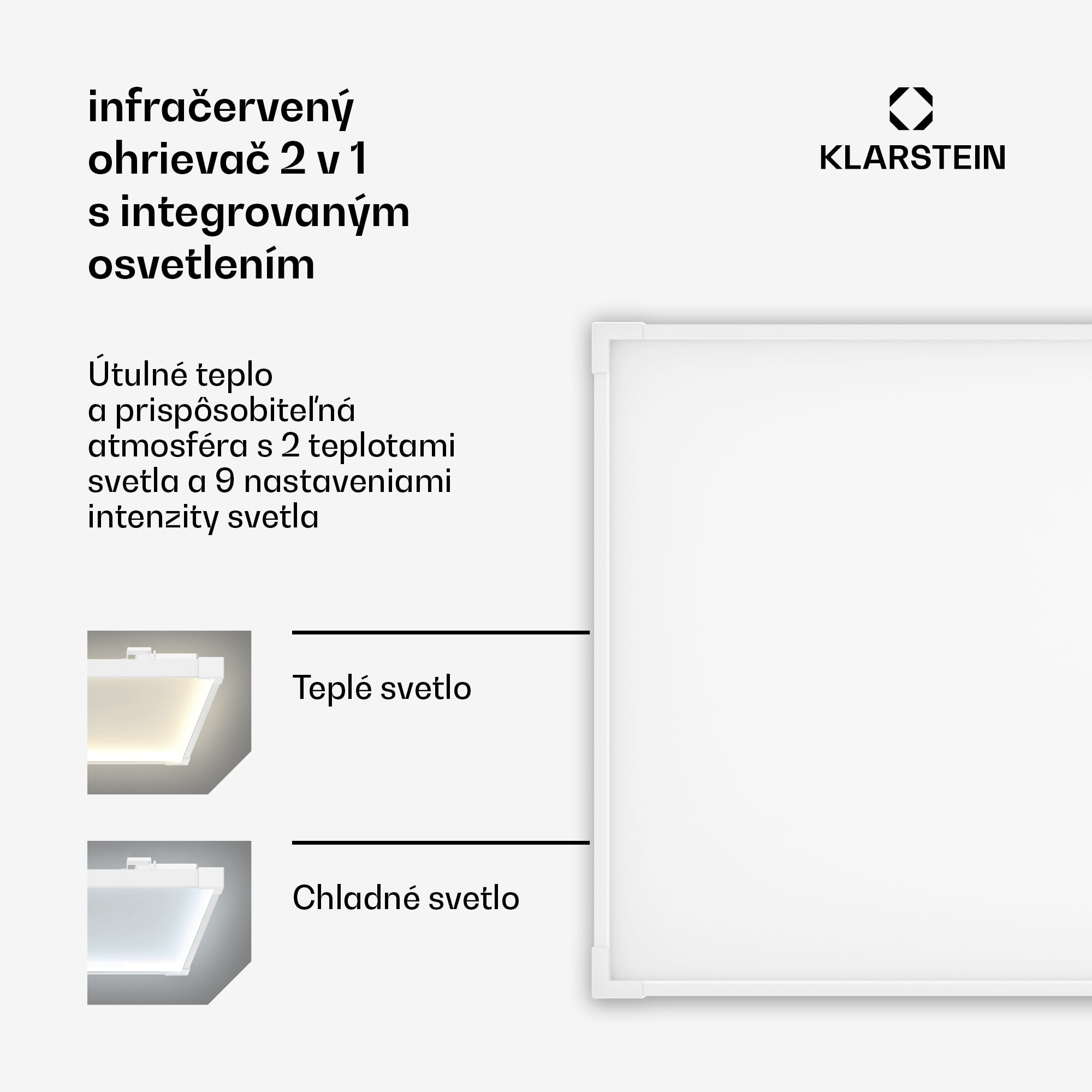 Klarstein Wondersky infračervený panel | 770 W | 4 - 8 m² | minimalistický dizajn | 120 cm x 60 cm – Obrázok 2