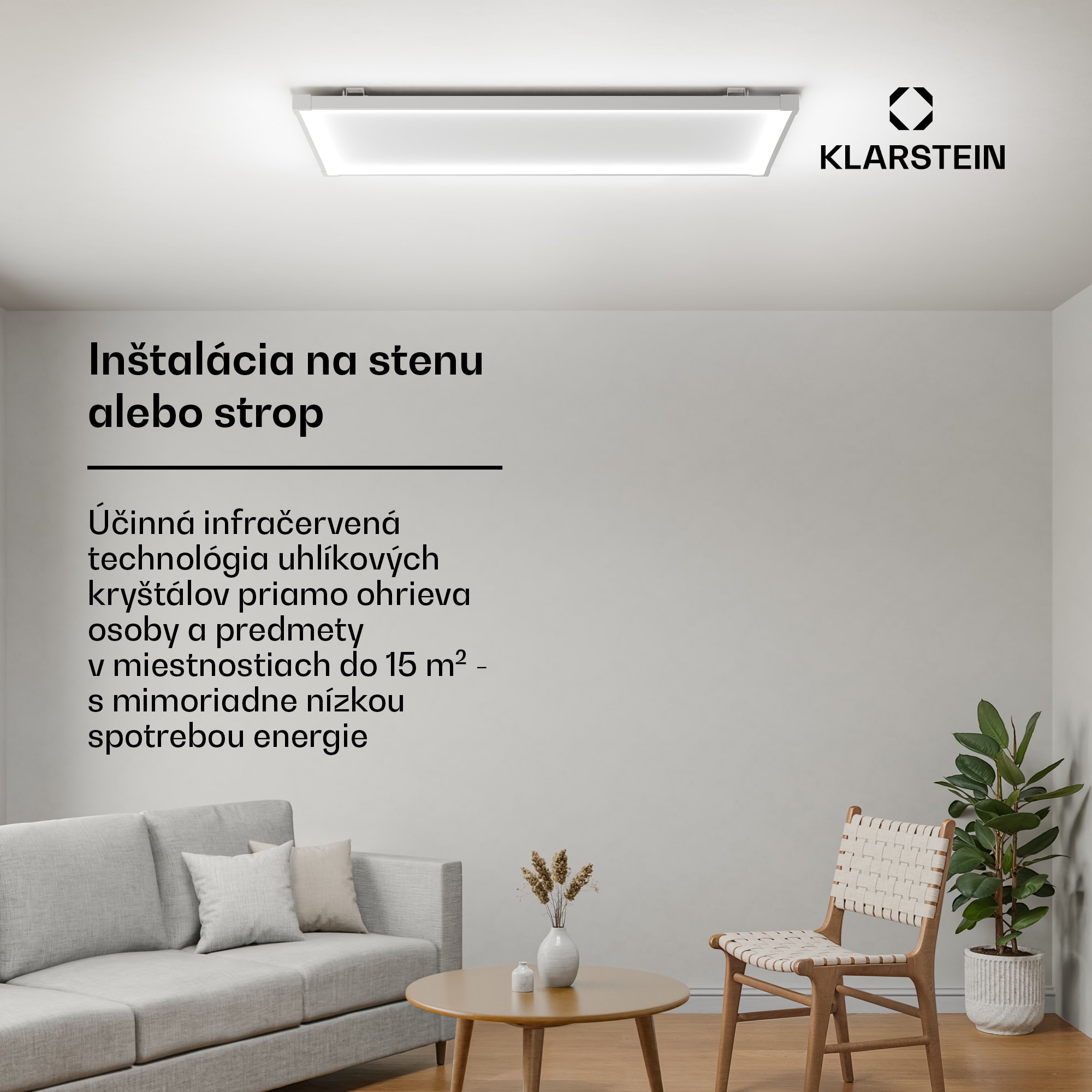 Klarstein Wondersky infračervený panel | 770 W | 4 - 8 m² | minimalistický dizajn | 120 cm x 60 cm – Obrázok 4