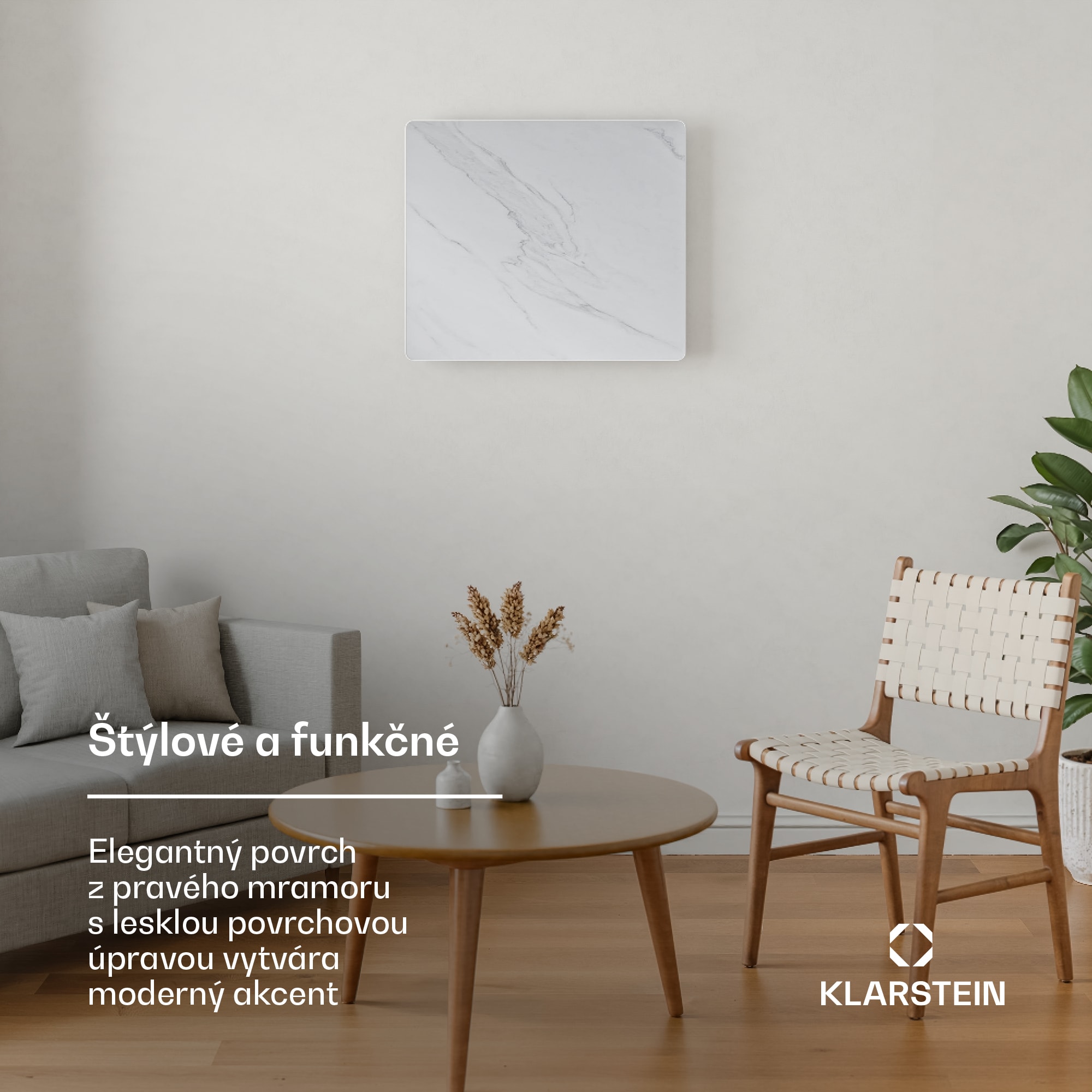 Klarstein MarmoHeat infračervený panel | 420 W | 6 - 12 m² | dizajn mramoru | 70 cm x 63 cm – Obrázok 2