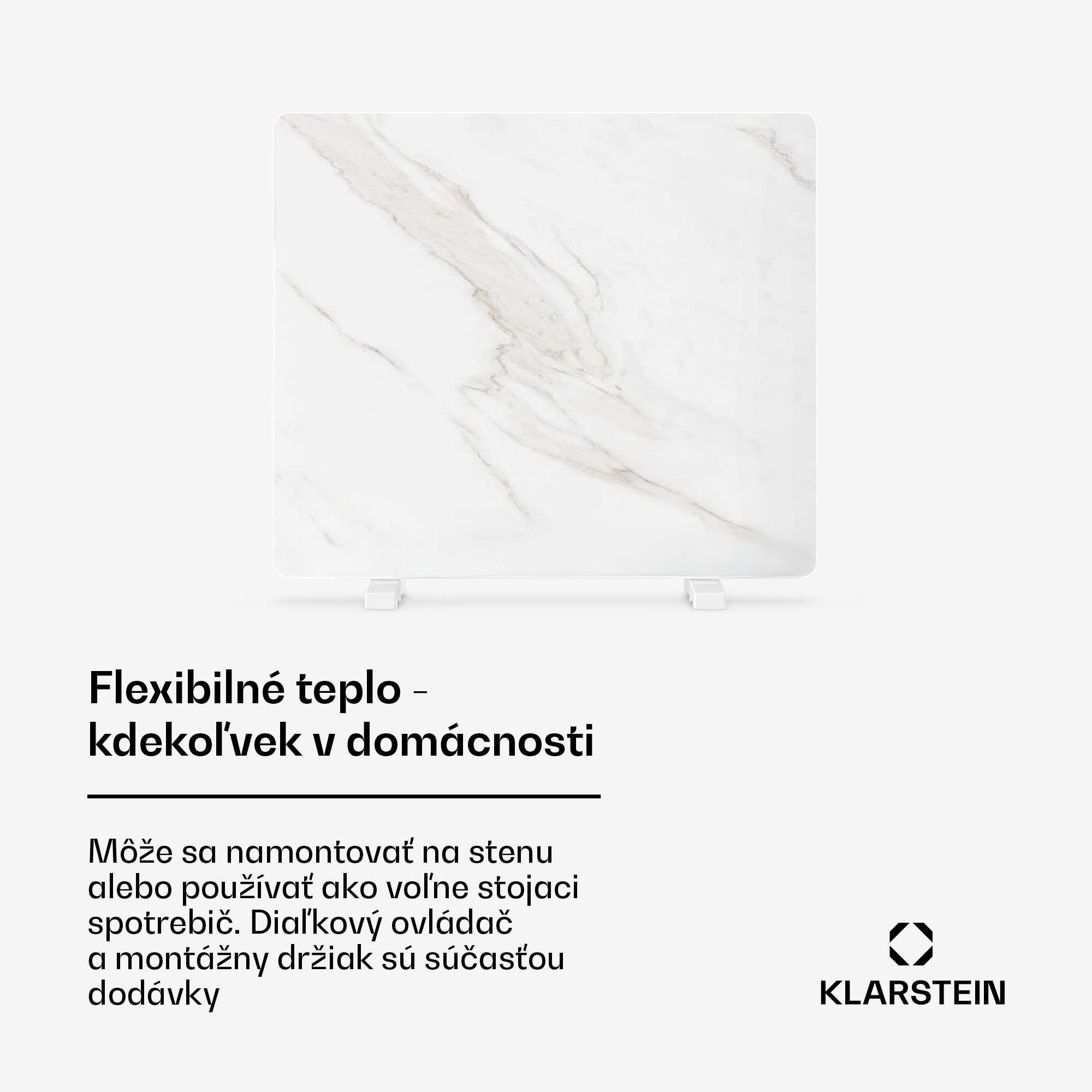 Klarstein MarmoHeat infračervený panel | 420 W | 6 - 12 m² | dizajn mramoru | 70 cm x 63 cm – Obrázok 3
