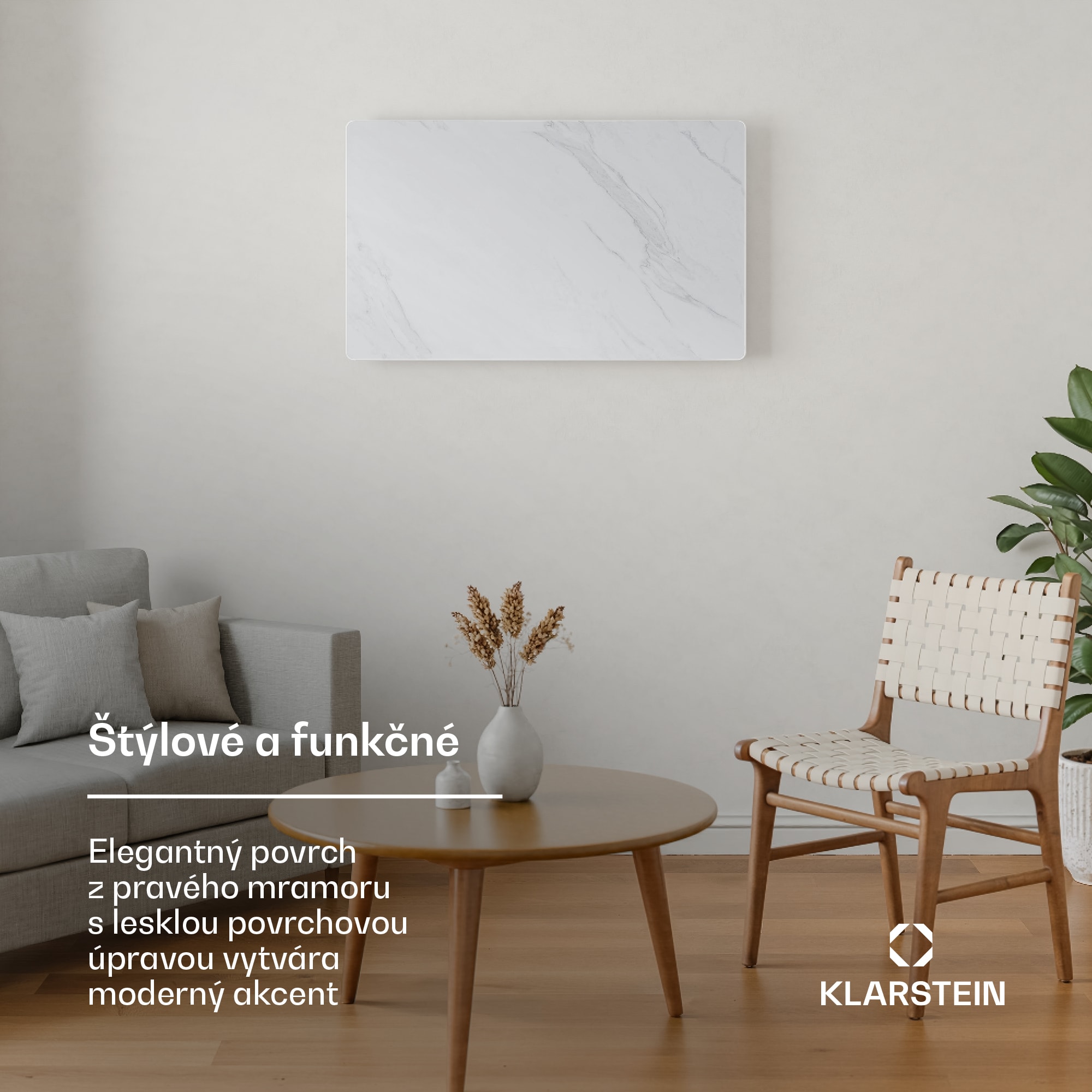 Klarstein MarmoHeat infračervený panel | 600 W | 5 - 9 m² | dizajn mramoru | 70 cm x 100 cm – Obrázok 2