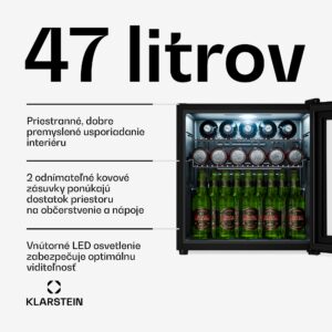 Klarstein Beersafe chladnička na nápoje so zrkadlovými dverami | 44 x 48 cm | LED osvetlenie vnútra