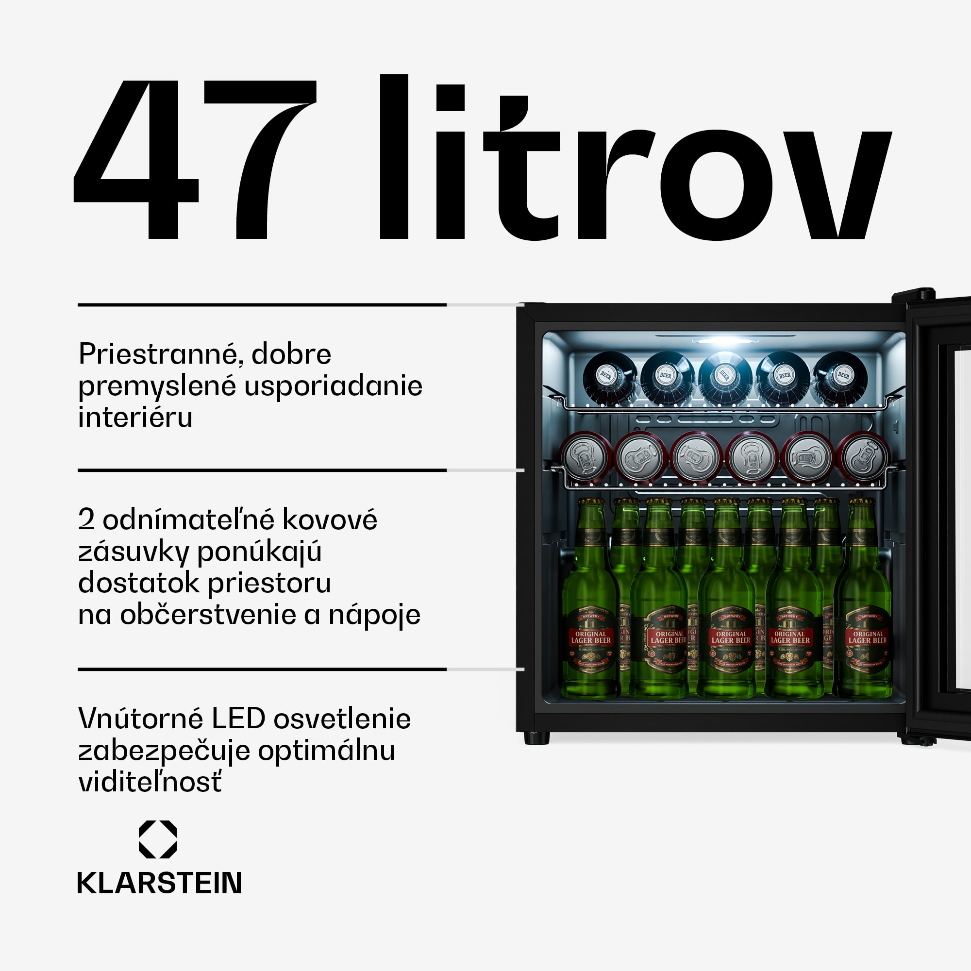 Klarstein Beersafe chladnička na nápoje so zrkadlovými dverami | 44 x 48 cm | LED osvetlenie vnútra