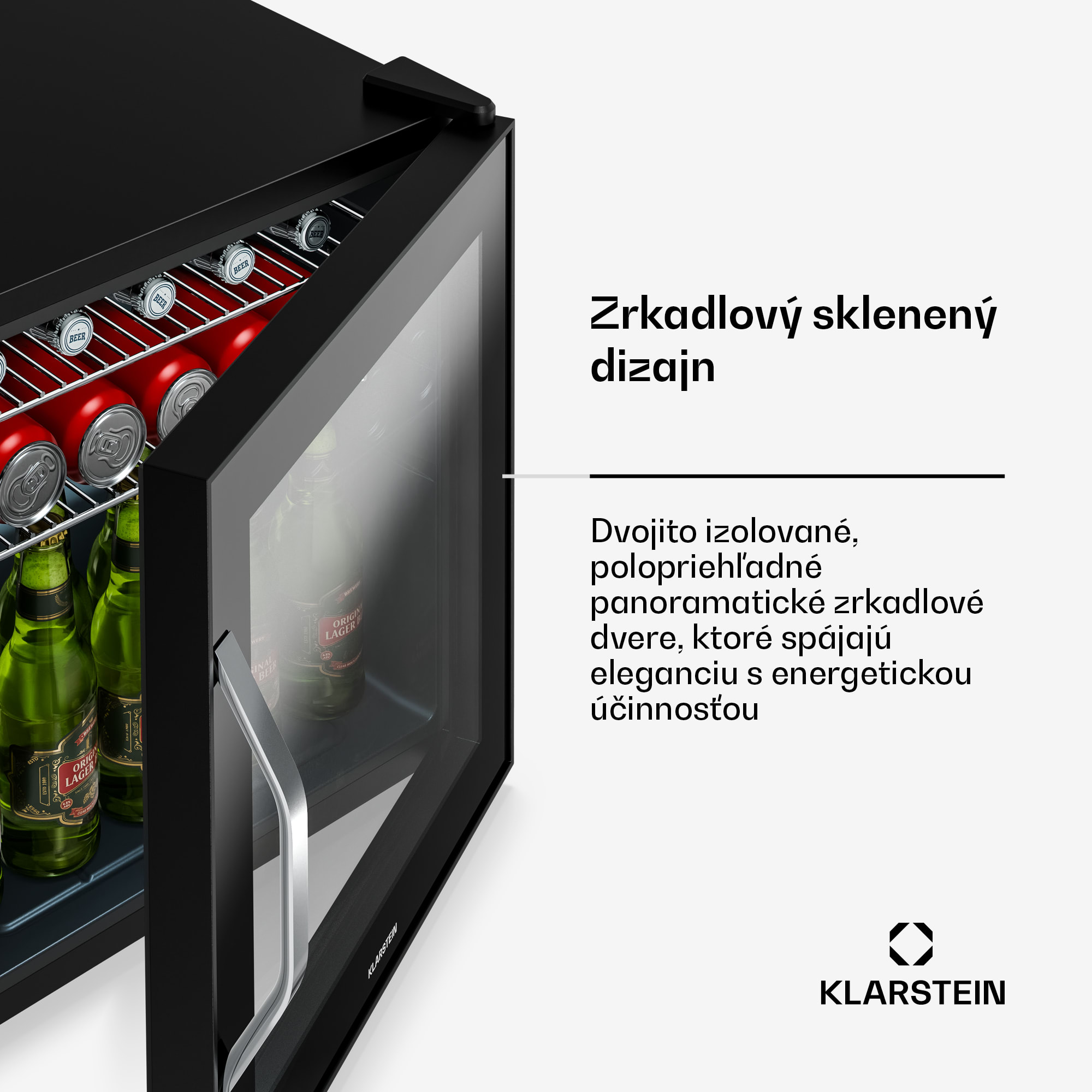 Klarstein Beersafe chladnička na nápoje so zrkadlovými dverami | 44 x 48 cm | LED osvetlenie vnútra – Obrázok 4