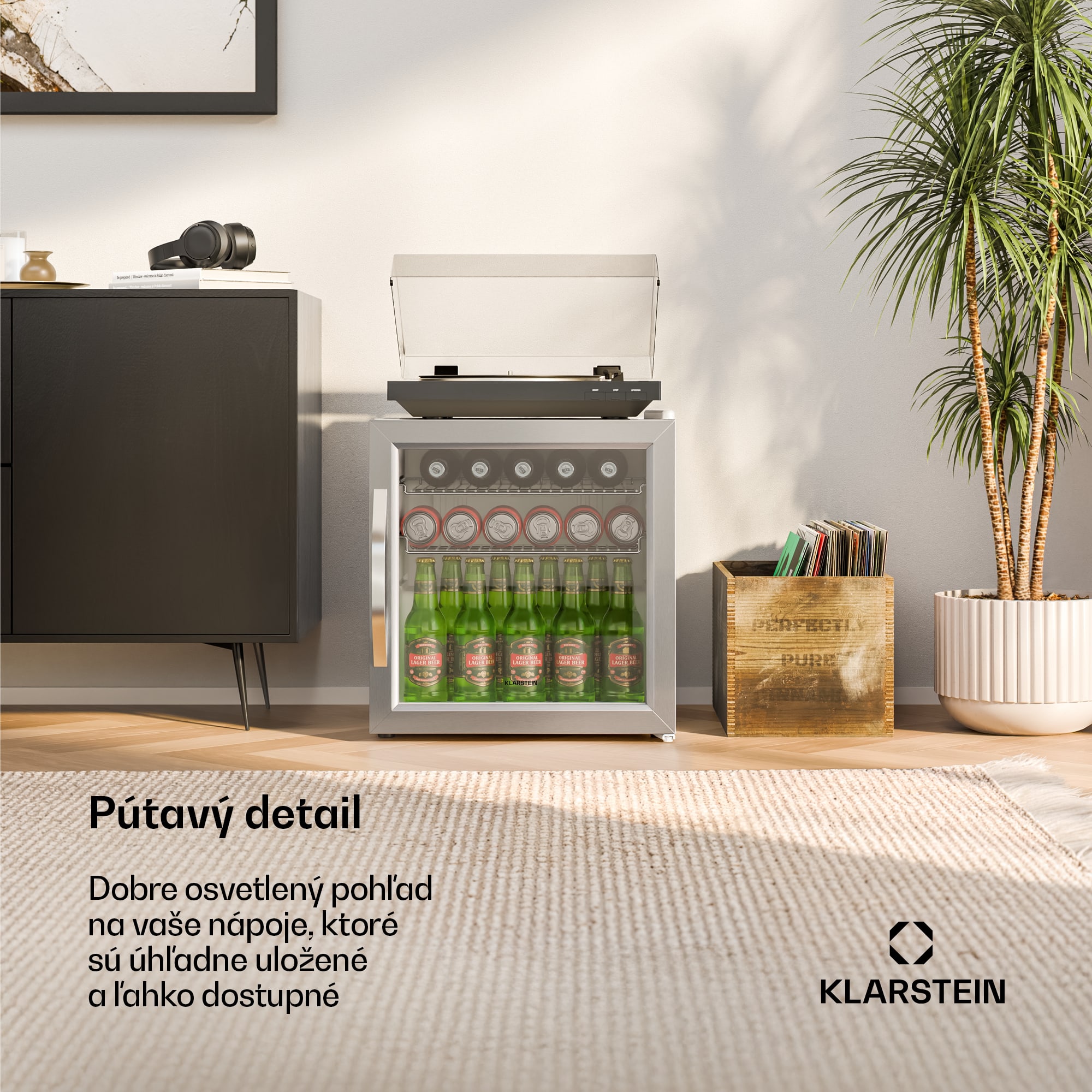 Klarstein Beersafe chladnička na nápoje so sklom dverí | 44 x 48 cm | LED vnútorné osvetlenie | strieborná-biela – Obrázok 2