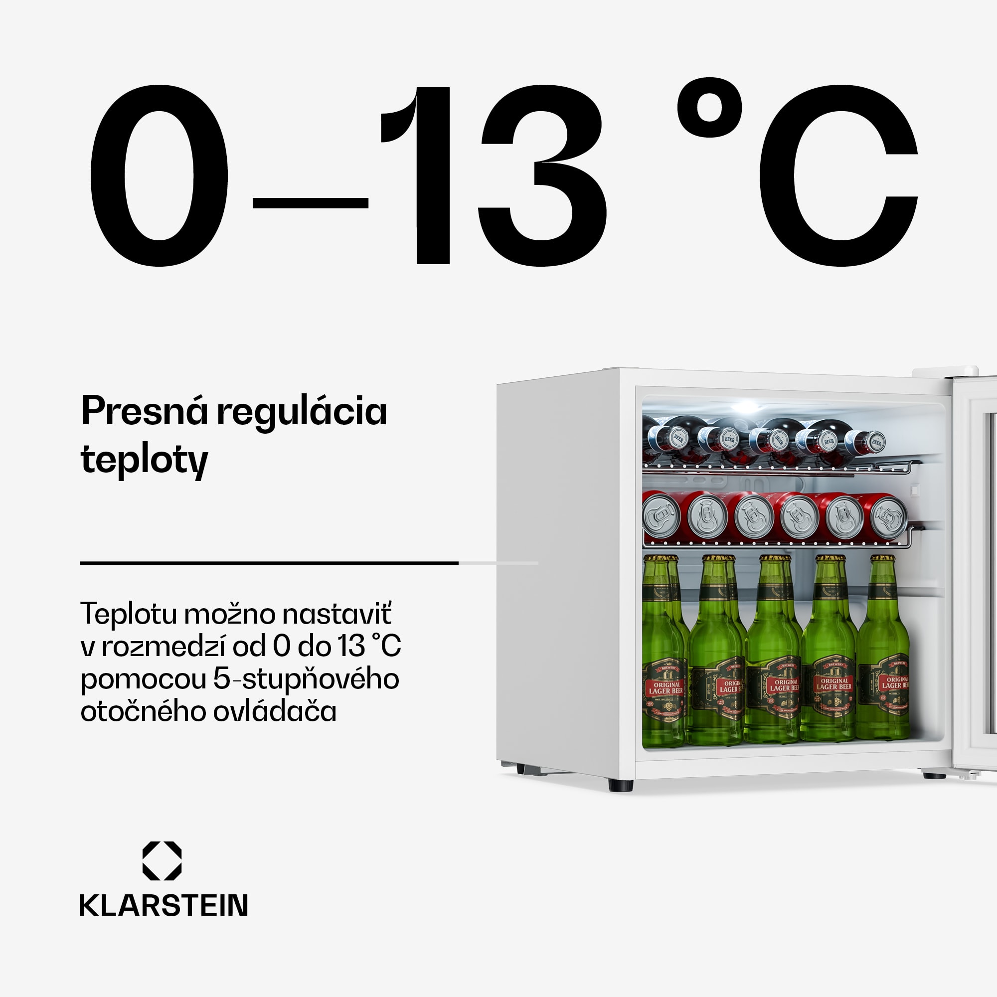 Klarstein Beersafe chladnička na nápoje so sklom dverí | 44 x 48 cm | LED vnútorné osvetlenie | strieborná-biela – Obrázok 3
