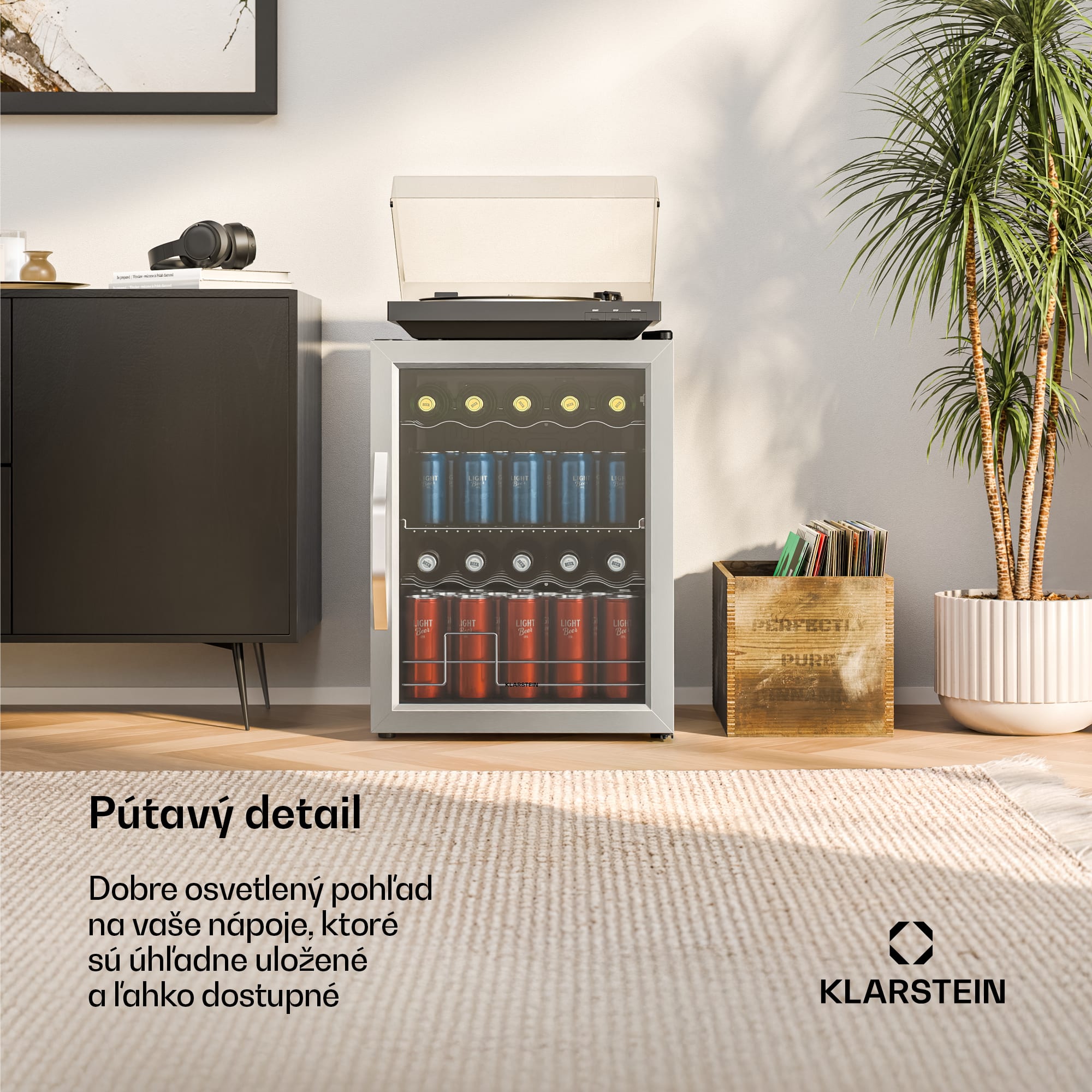 Klarstein Beersafe chladič nápojov so sklom | 64 x 48 cm | LED vnútorné osvetlenie | Strieborná/čierna – Obrázok 2