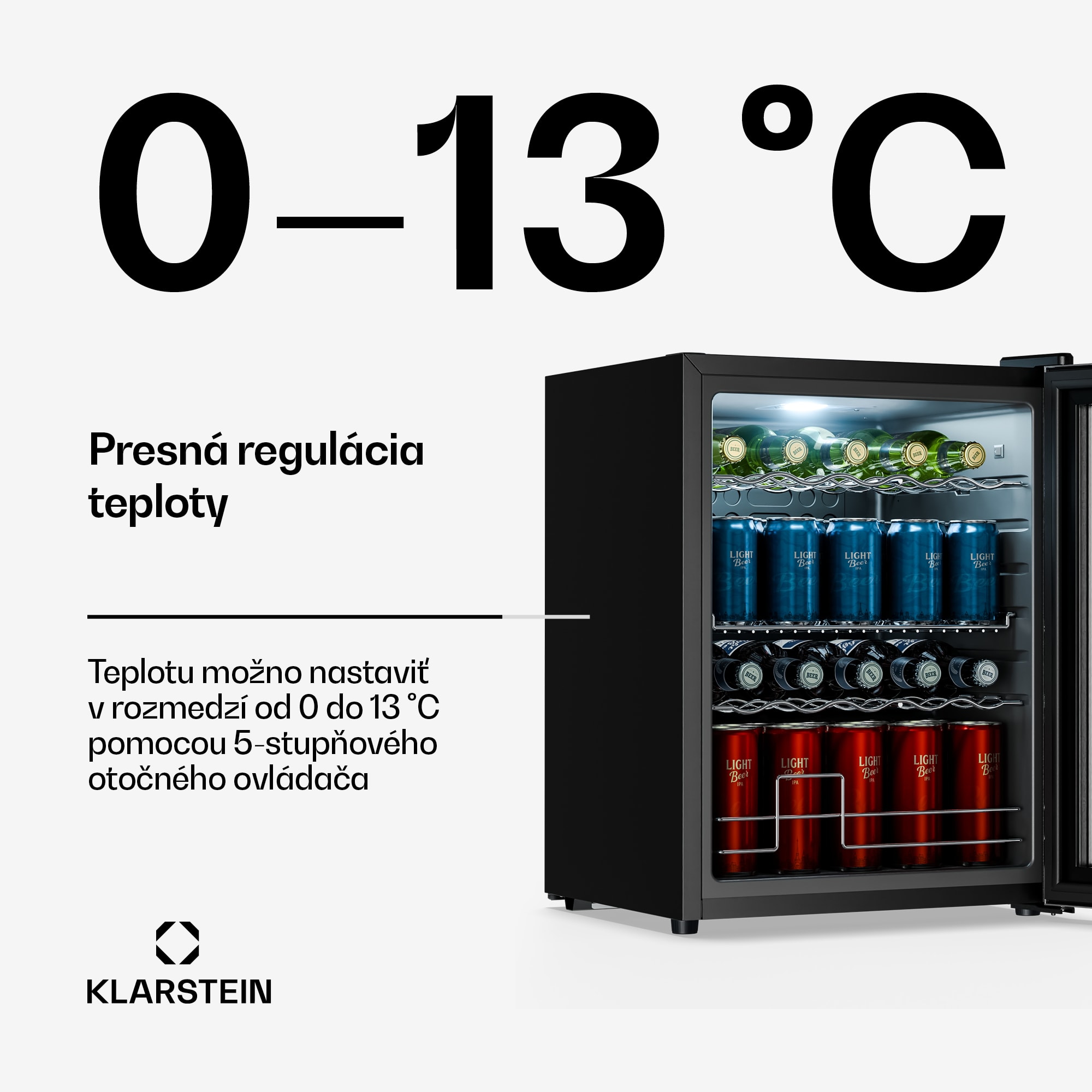 Klarstein Beersafe chladič nápojov so sklom | 64 x 48 cm | LED vnútorné osvetlenie | Strieborná/čierna – Obrázok 3