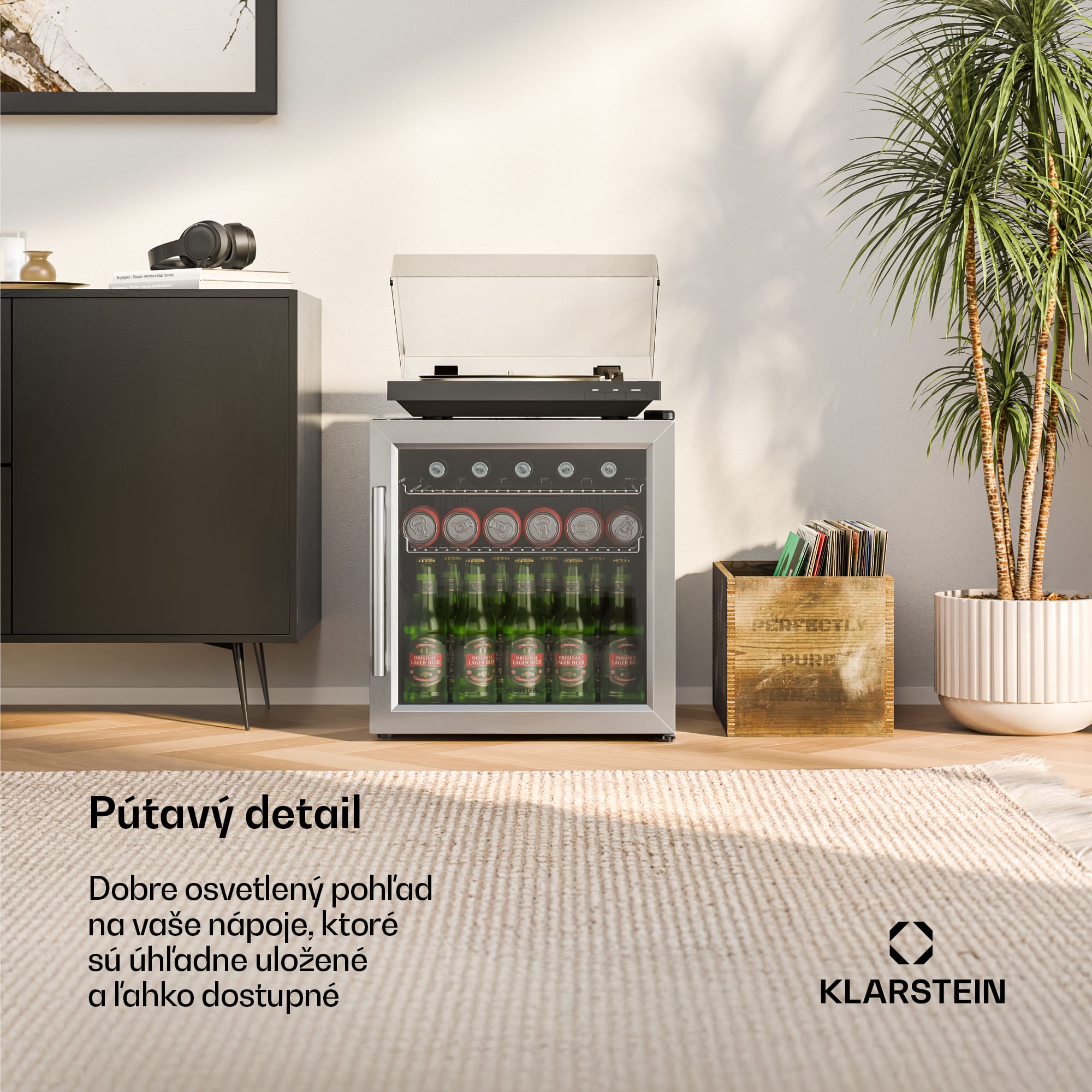 Klarstein Beersafe chladiaci nápojový box so sklenenými dverami | 44 x 48 cm | LED vnútorné osvetlenie | Strieborný – Obrázok 2
