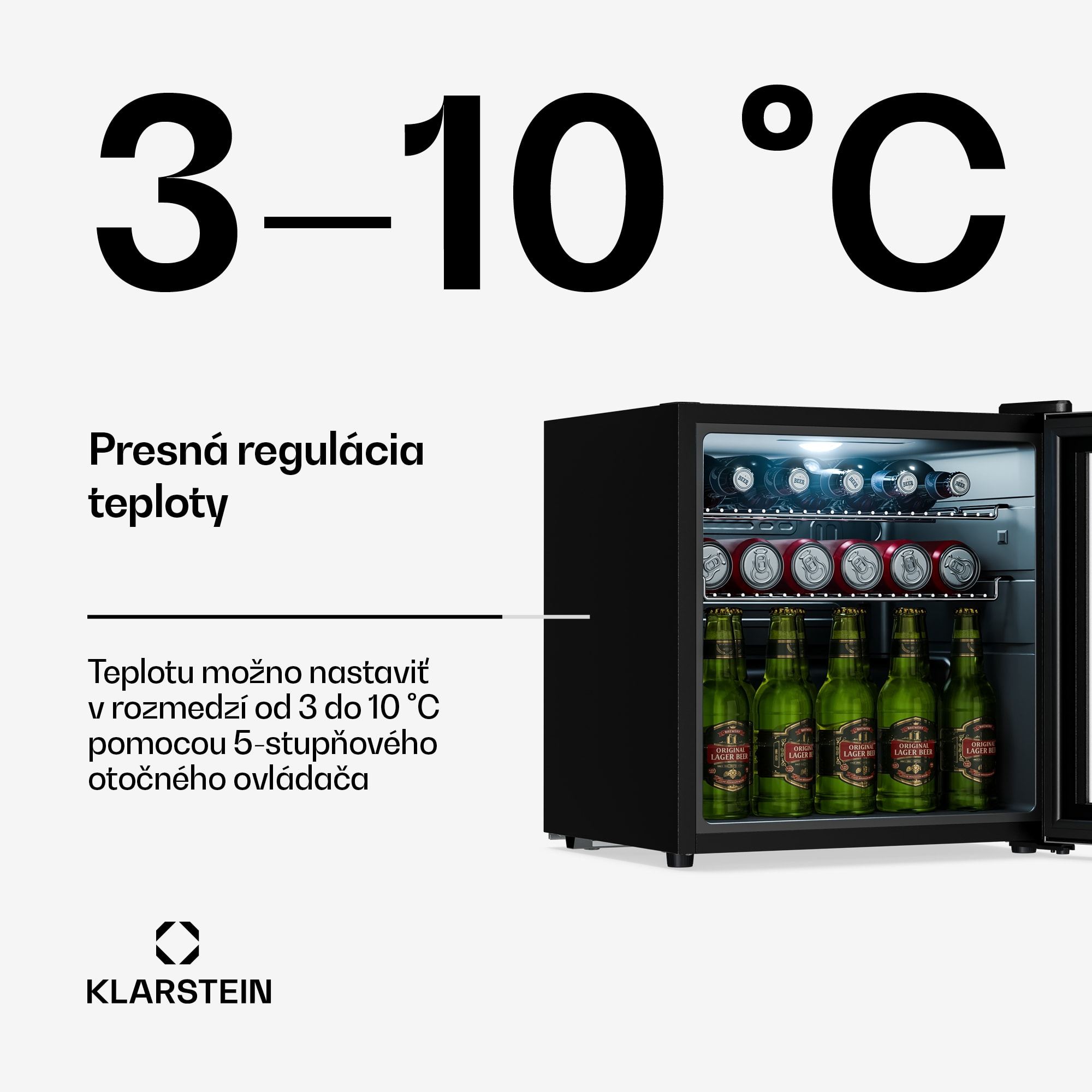 Klarstein Beersafe chladiaci nápojový box so sklenenými dverami | 44 x 48 cm | LED vnútorné osvetlenie | Strieborný – Obrázok 3