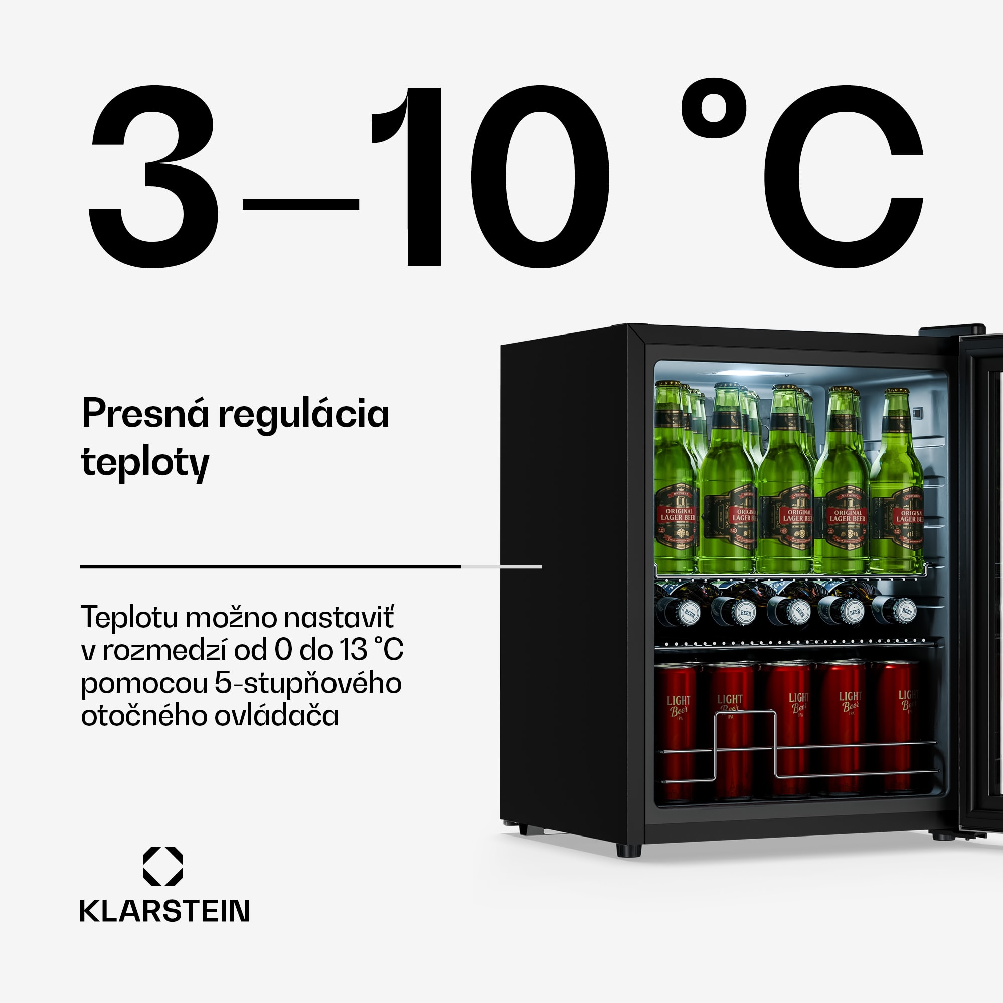 Klarstein Beersafe chladiaca skriňa na nápoje so sklenenými dverami | 64 x 48 cm | LED vnútorné osvetlenie – Obrázok 3