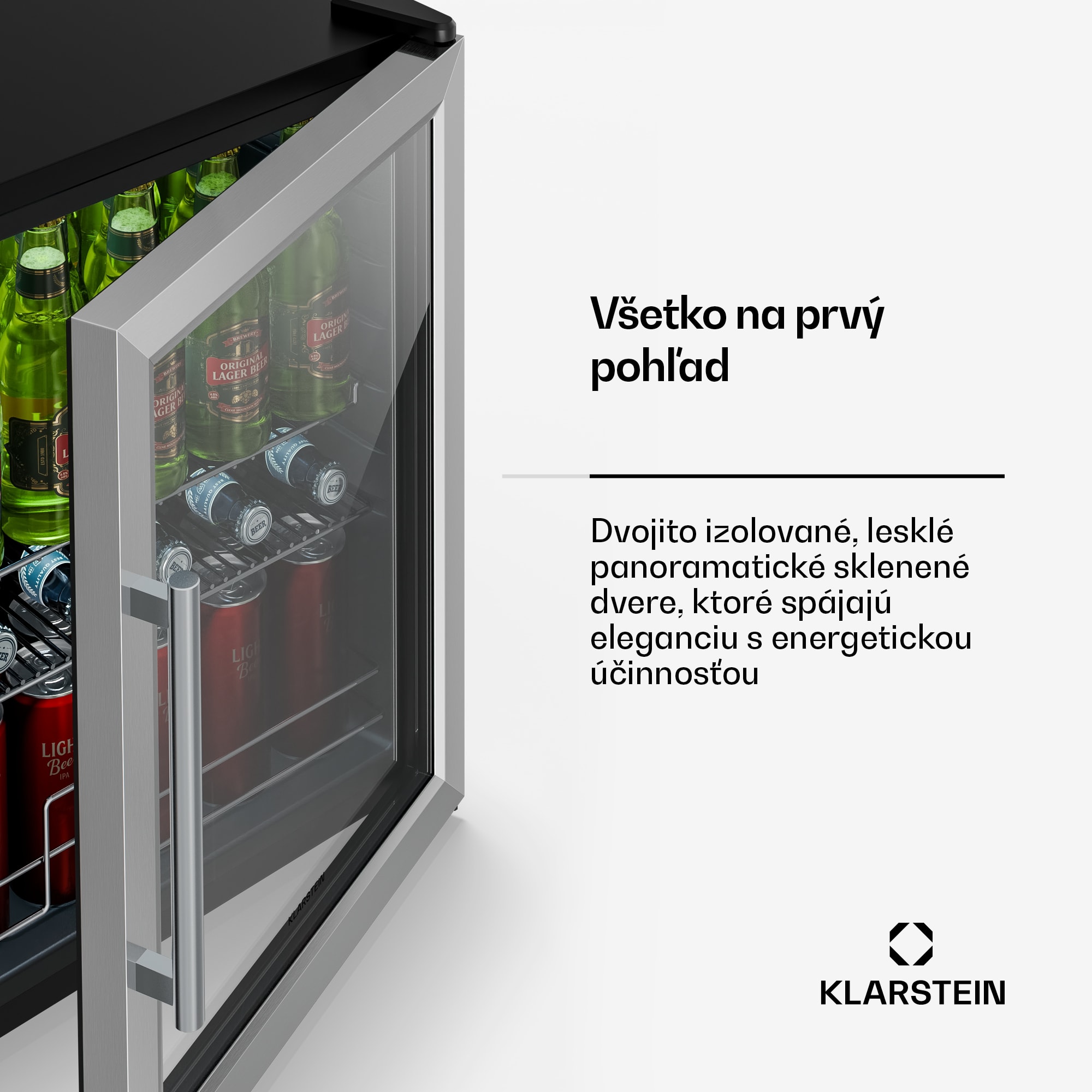 Klarstein Beersafe chladiaca skriňa na nápoje so sklenenými dverami | 64 x 48 cm | LED vnútorné osvetlenie – Obrázok 4