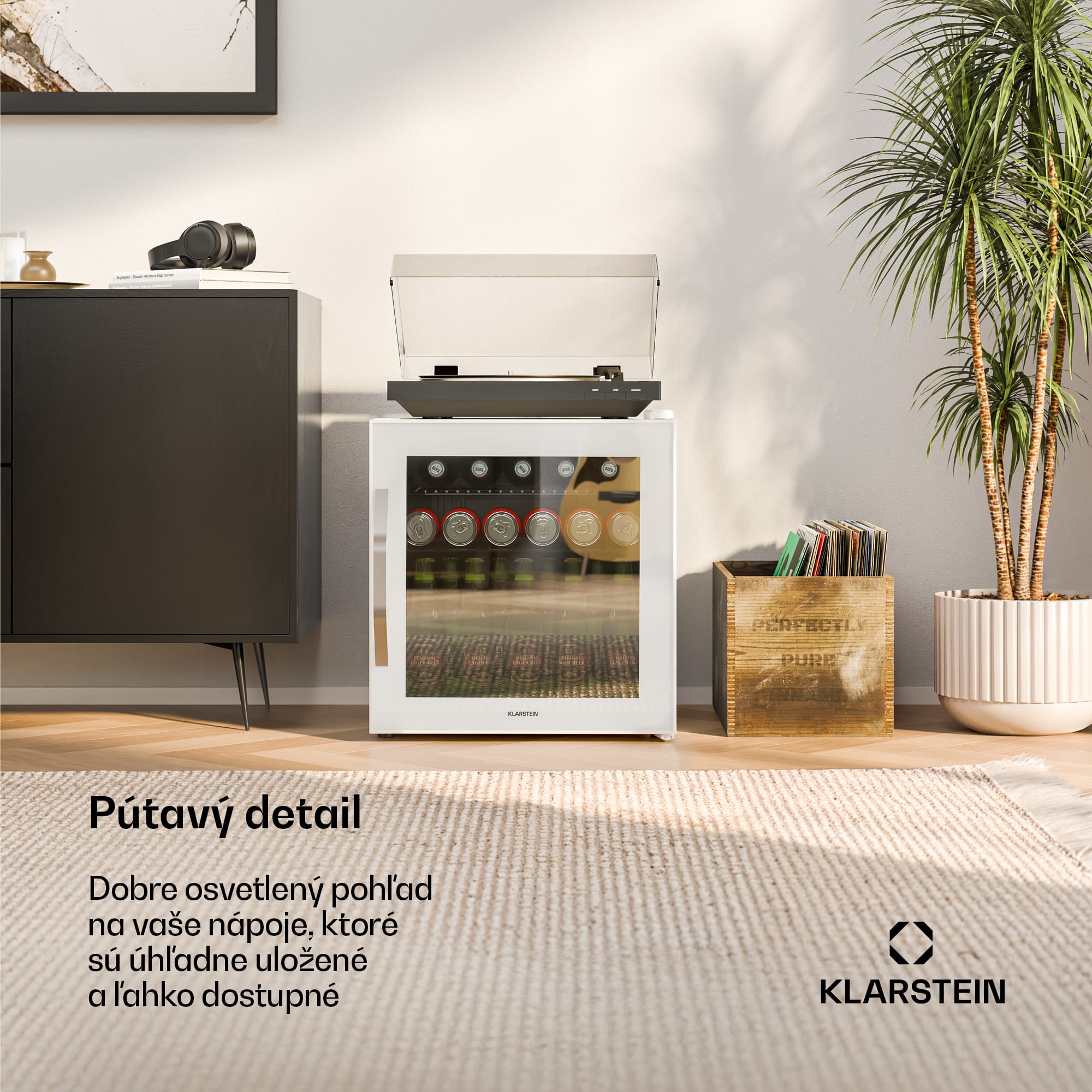Klarstein Beersafe chladiaci nápojový box so zrkadlovými dverami | 44 x 48 cm | 85 W | 47 l | biely – Obrázok 2