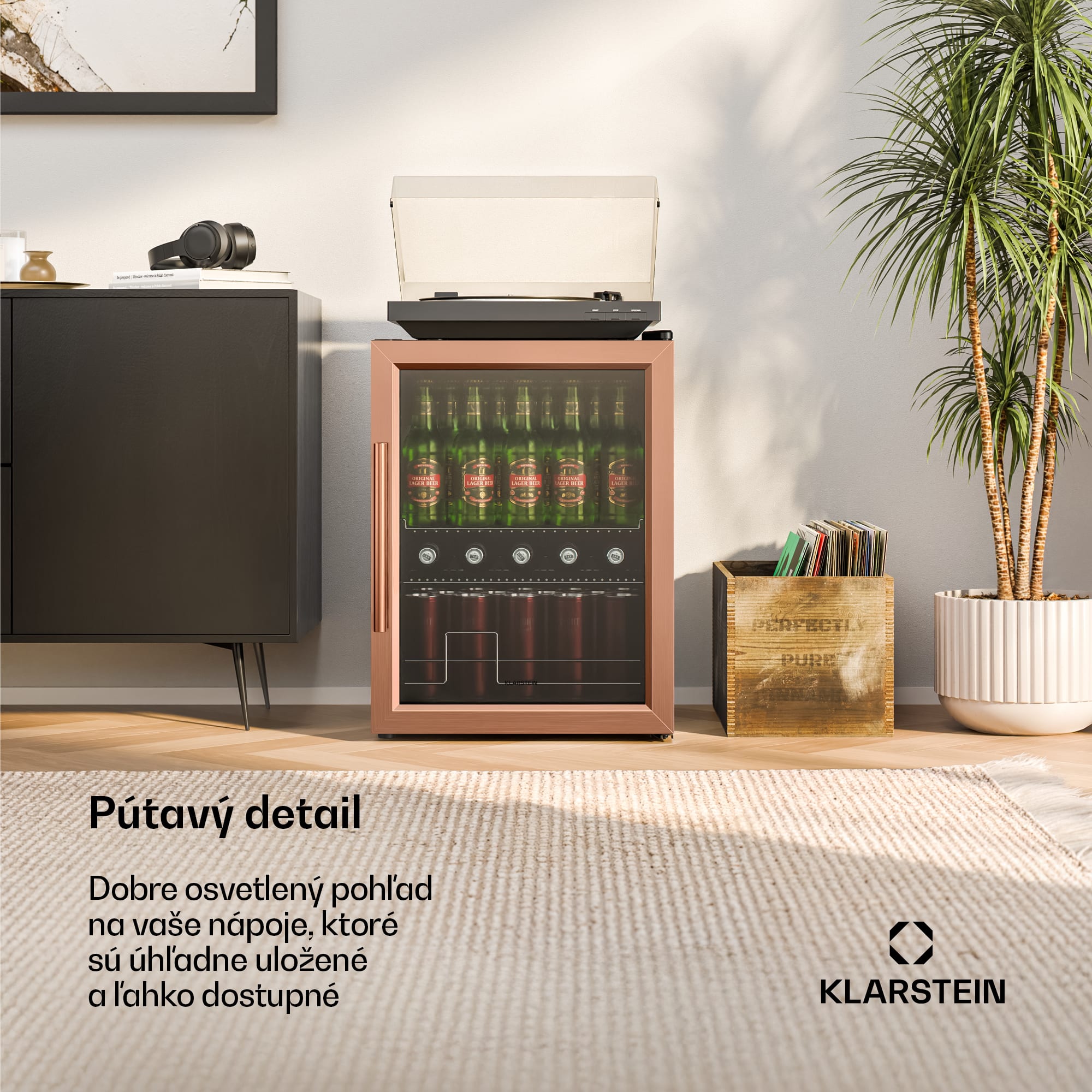 Klarstein Beersafe chladiaci nápojový box so sklom | 64 x 48 cm | 60 l | 85 W | medená/čierna – Obrázok 2